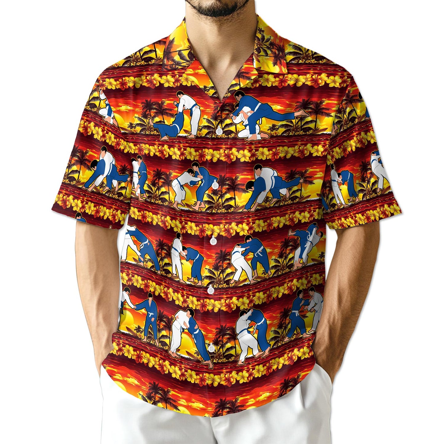 Netecom Judo Palm Hawaiian Shirt for Men
