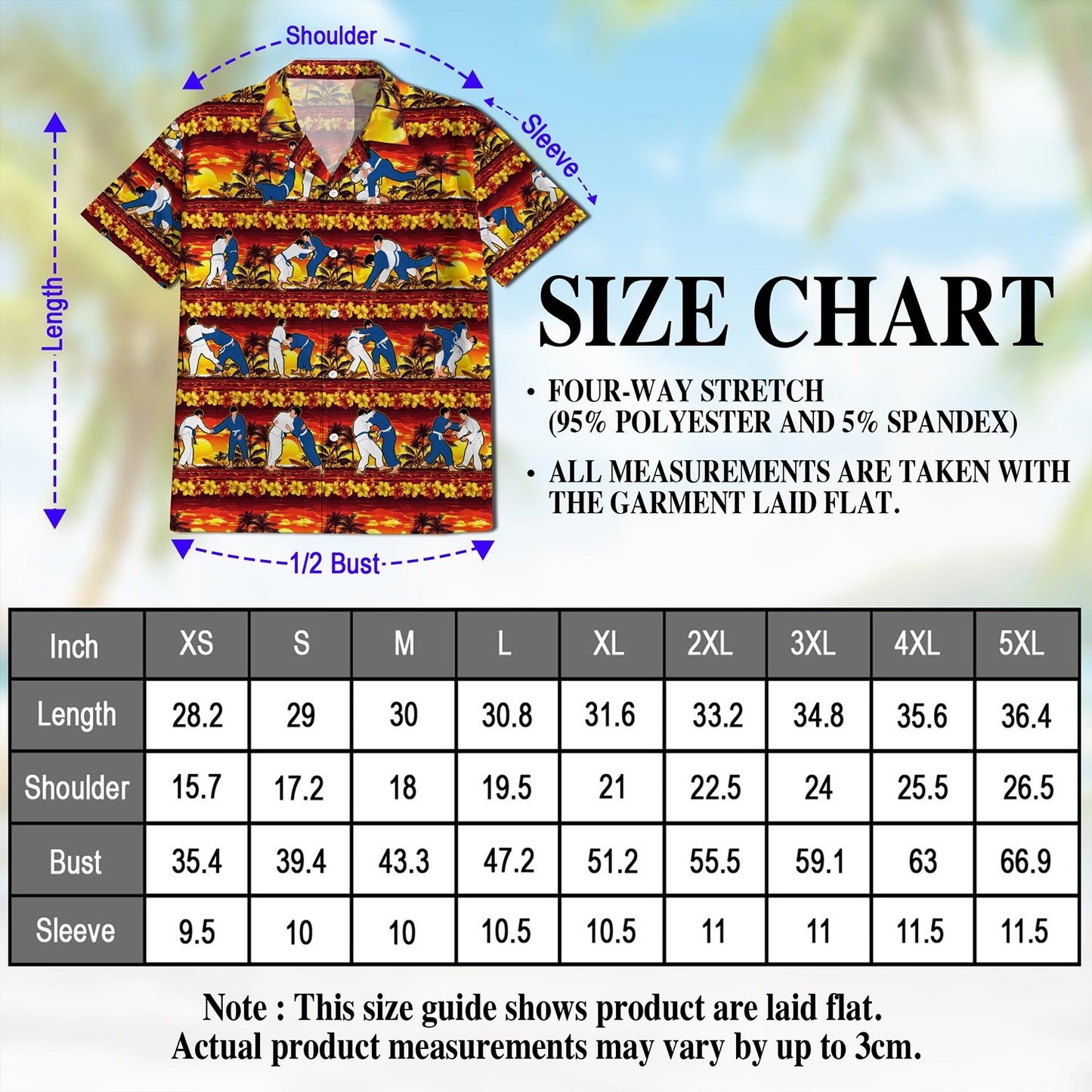 Netecom Judo Palm Hawaiian Shirt for Men, Tropical Style, Button Down Summer Beach Short Sleeve, S-5XL