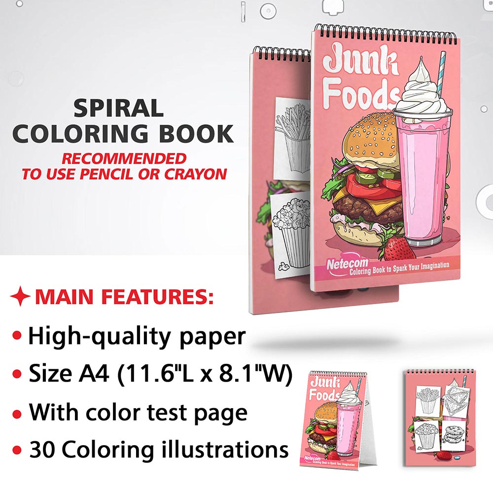 Netecom Junk Foods Coloring Sheets for Adults