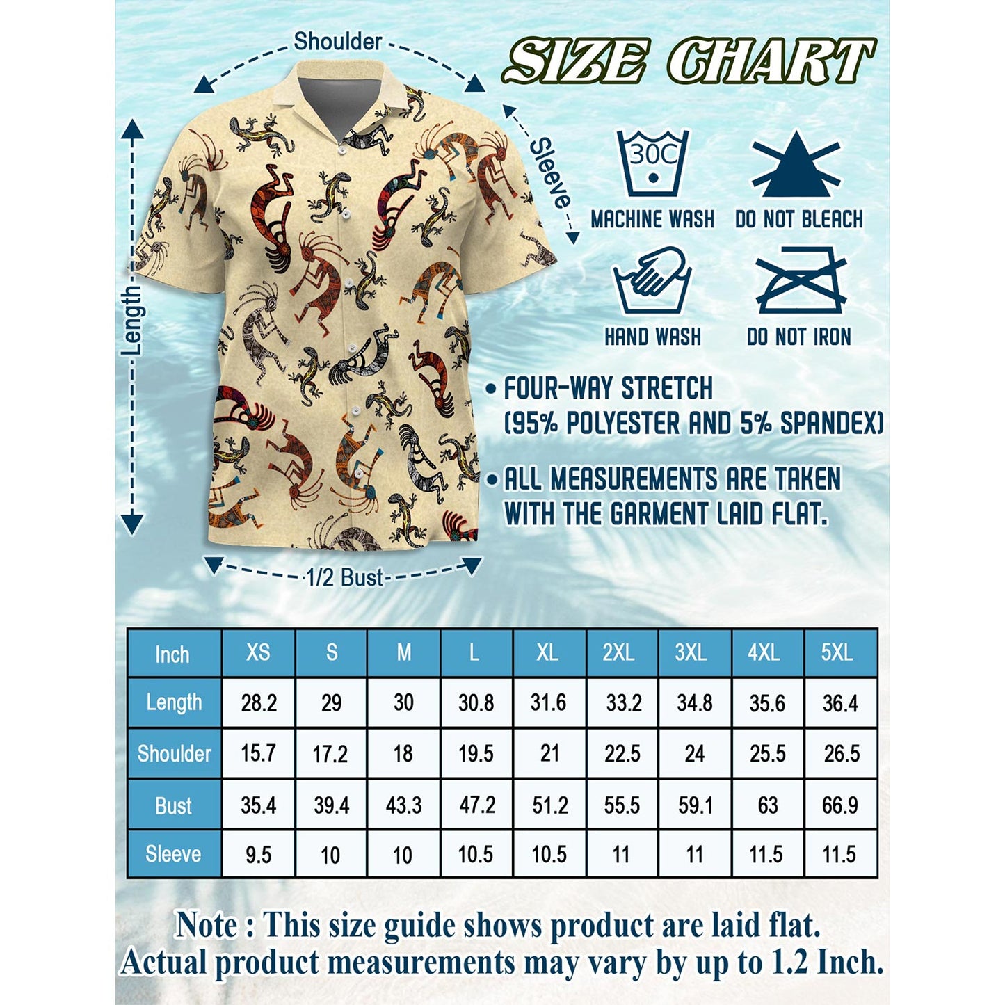 Netecom Kokopelli Hawaiian Shirt for Men, Button Down Summer Beach Short Sleeve, Vintage Style, Sizes S-5XL