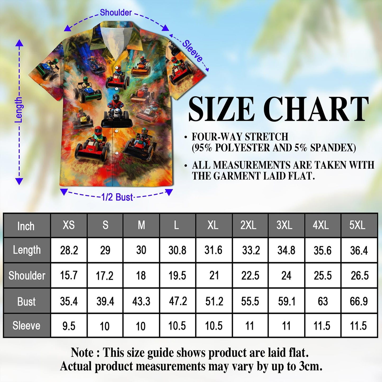 Netecom Lawn Mower Racing Hawaiian Shirt for Men, Tropical Style, Button Down Summer Beach Short Sleeve, S-5XL