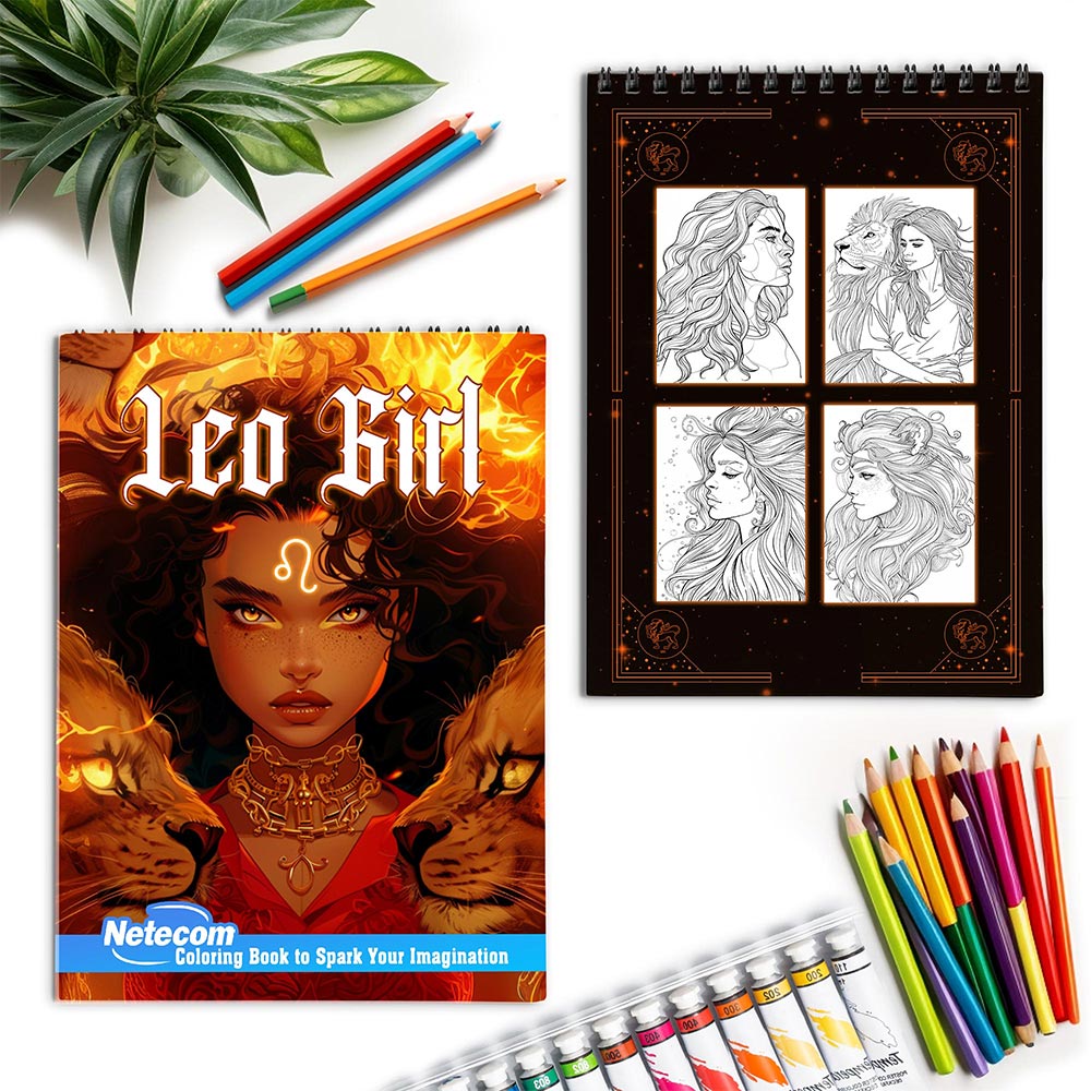 Netecom Leo Girl Spiral Coloring Book for Adults