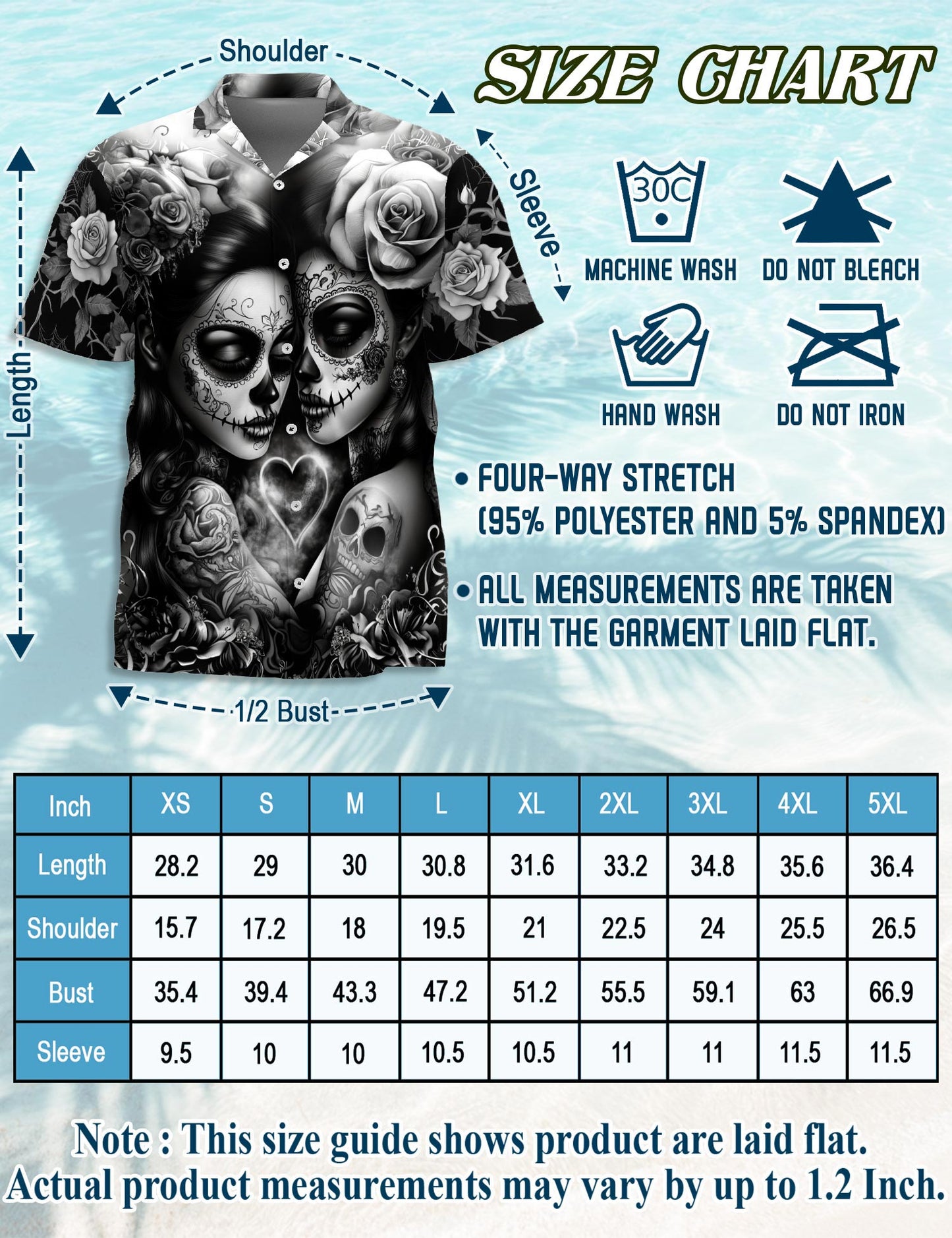 Netecom Lesbian Skull Couple Hawaiian Shirt for Men, Button Down Summer Beach Short Sleeve, S-5XL