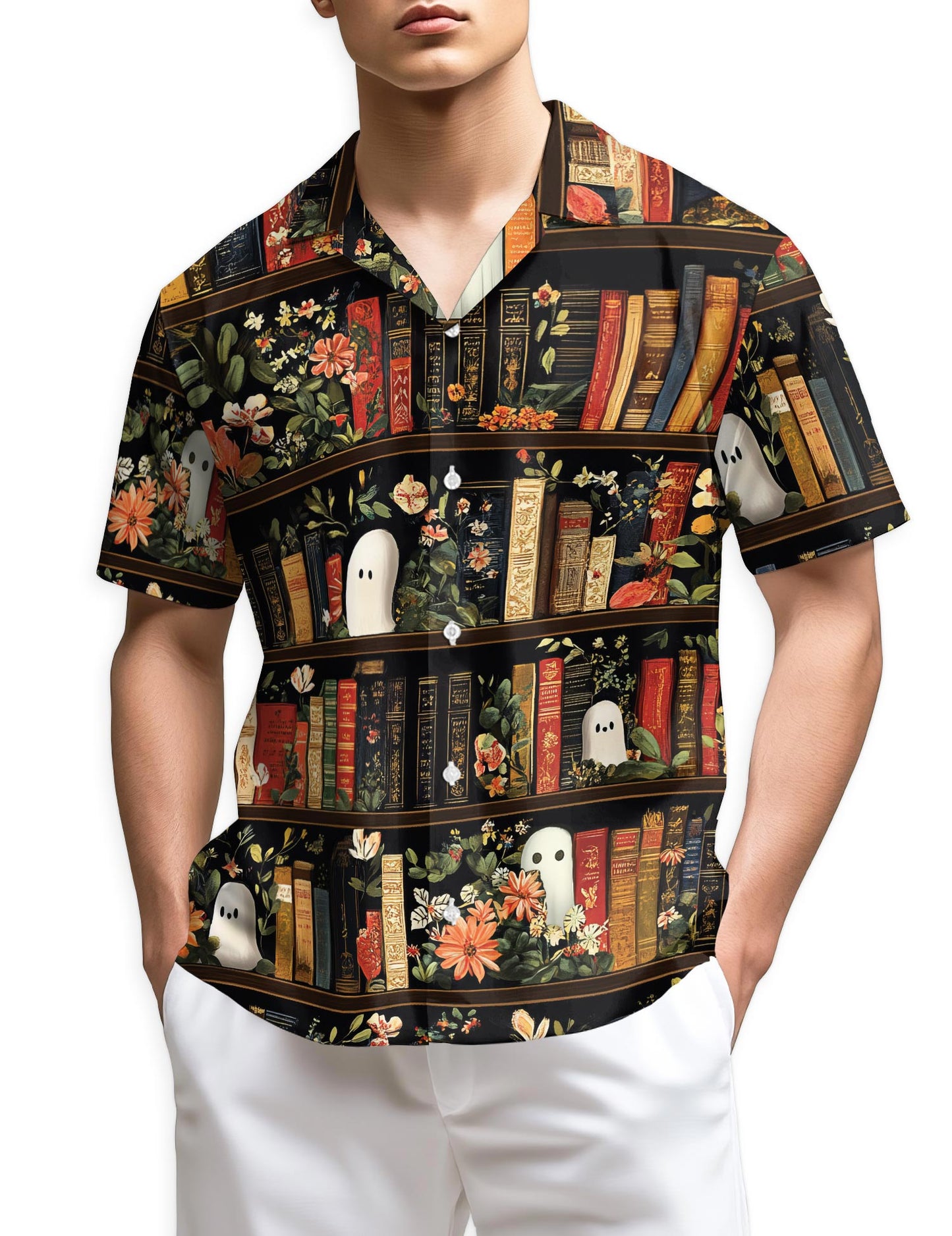 Netecom Library Ghost Hawaiian Shirt for Men