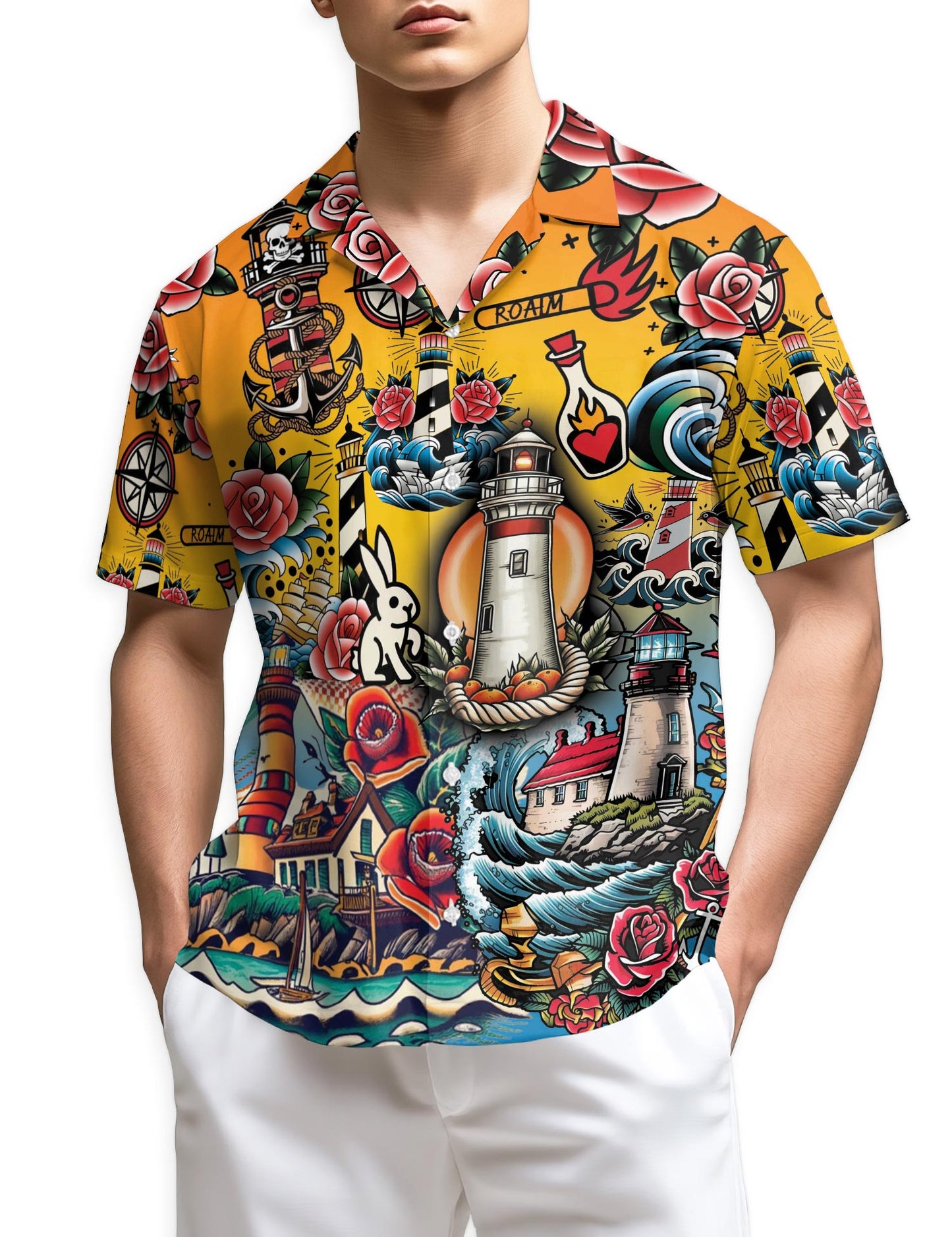 Netecom Lighthouse Hawaiian Shirt for Men