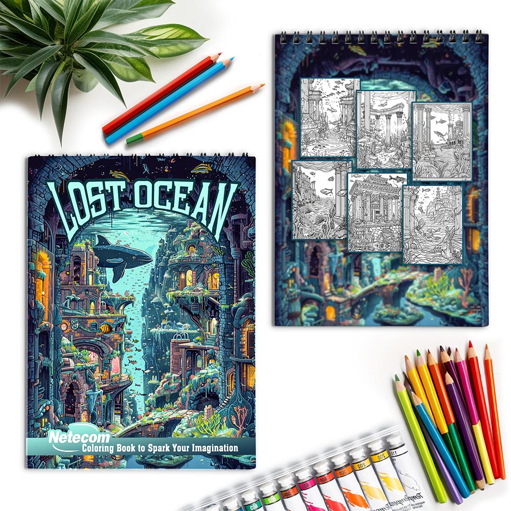 Netecom Lost Ocean Spiral Coloring Book for Adults