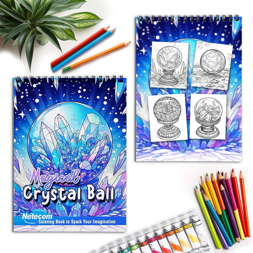 Netecom Magical Crystal Ball Spiral Coloring Book for Adults