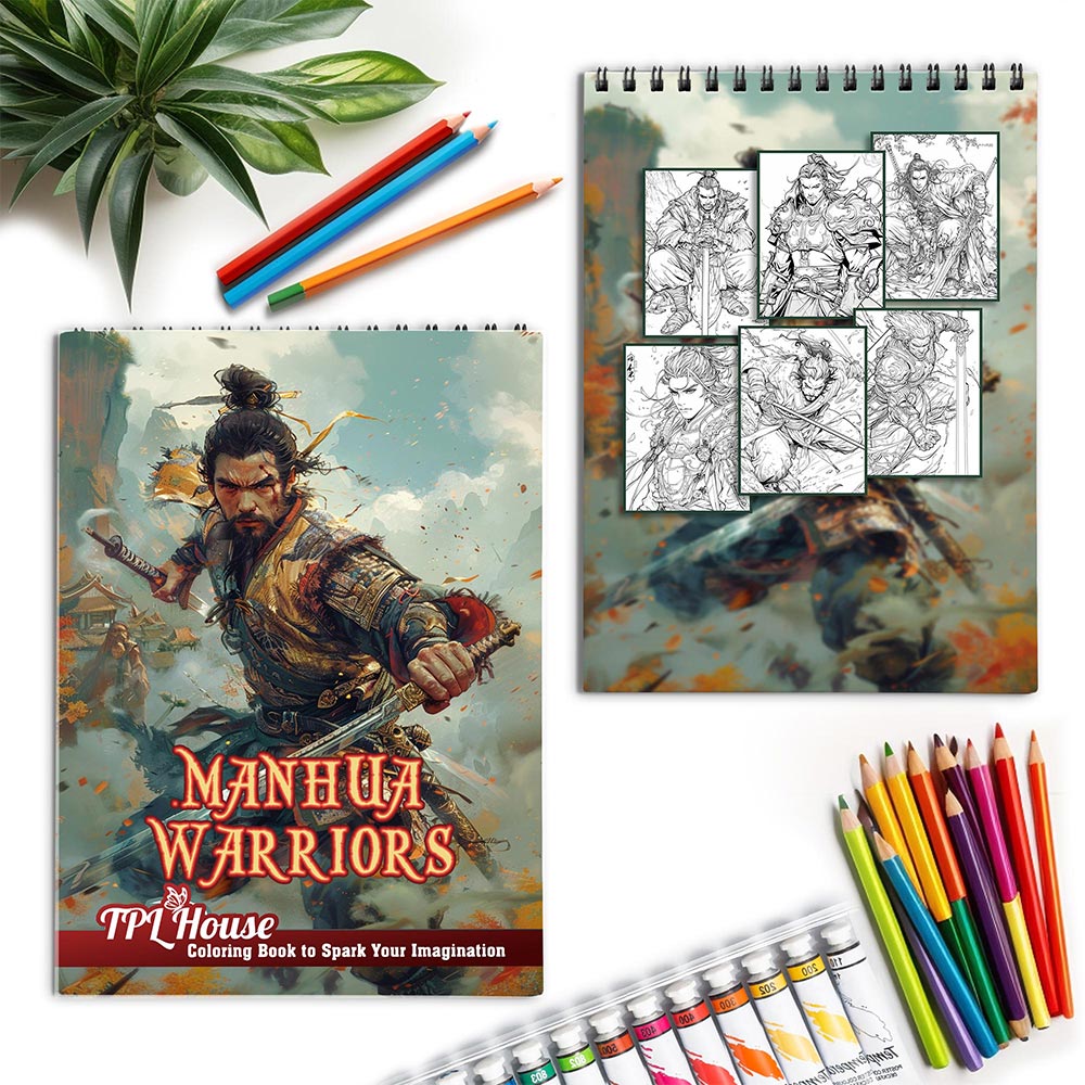 Netecom Manhua Warriors Spiral Coloring Book for Adults
