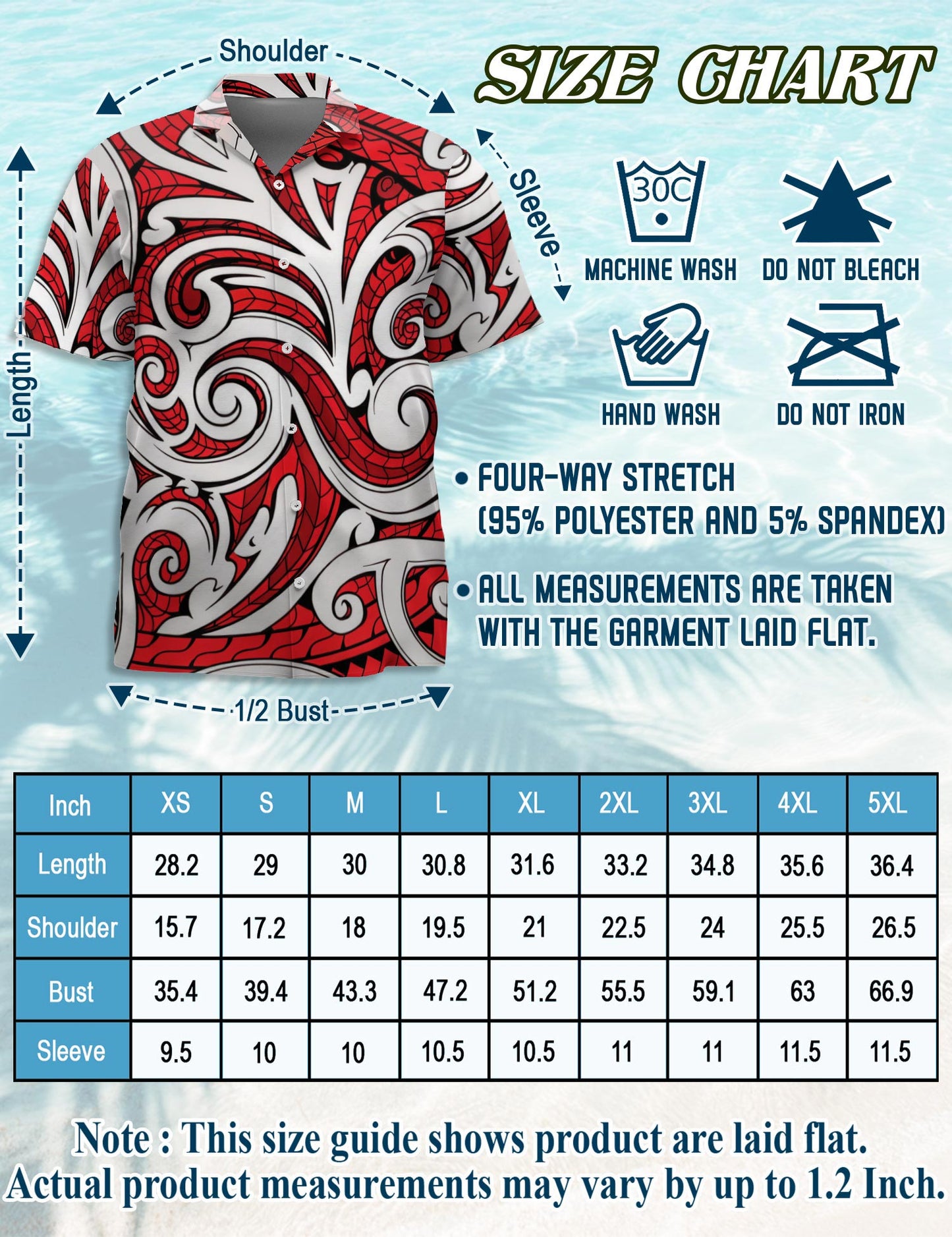 Netecom Maori Kowhaiwhai Polynesian Hawaiian Shirt for Men, Polynesian Style, Button Down Summer Beach Short Sleeve, S-5XL