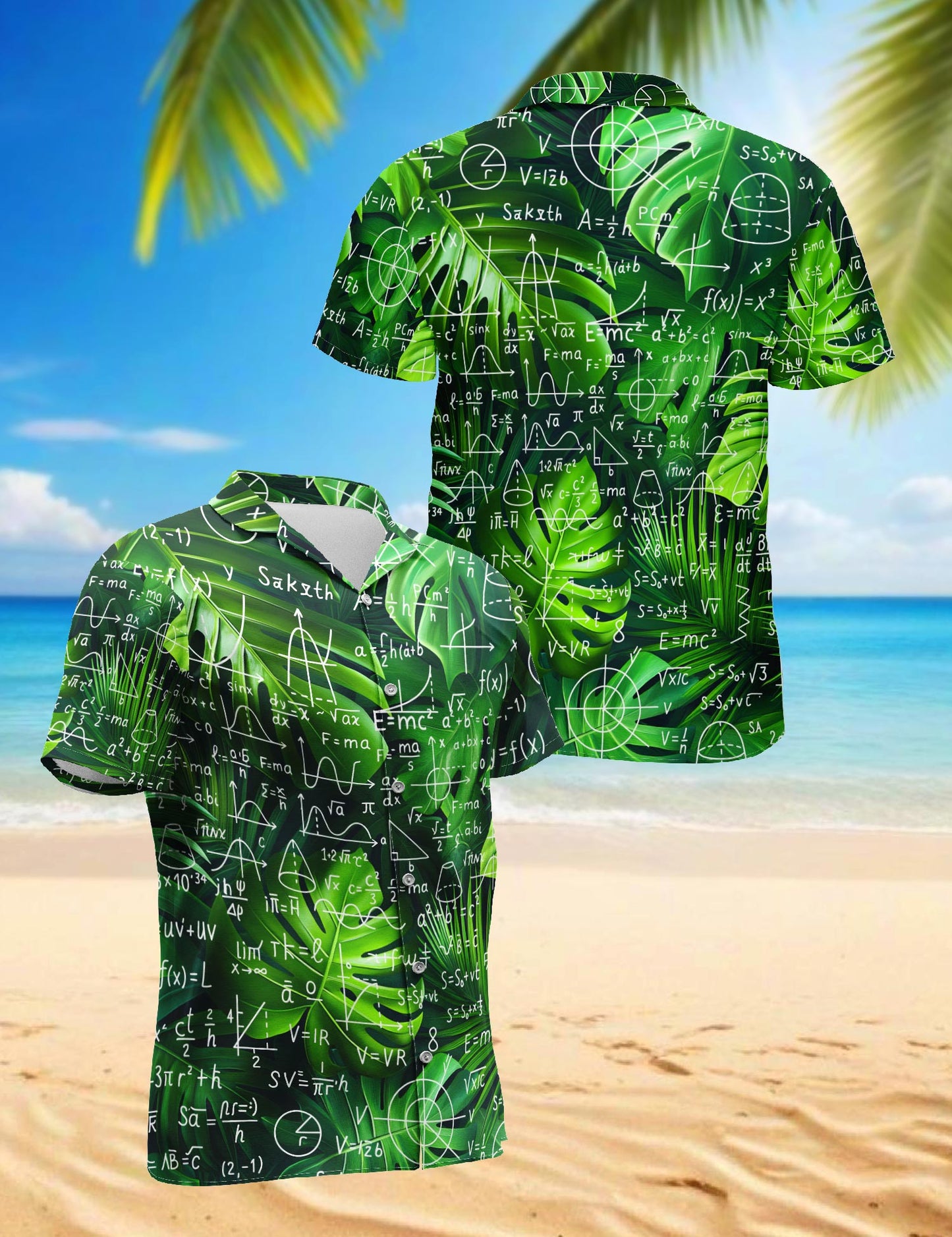 Netecom Math Hawaiian Shirt for Men, Academic Style, Button Down Summer Beach Short Sleeve, S-5XL