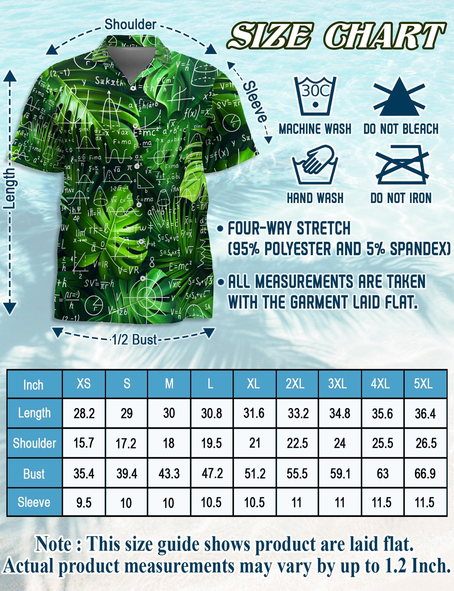 Netecom Math Hawaiian Shirt for Men, Academic Style, Button Down Summer Beach Short Sleeve, S-5XL