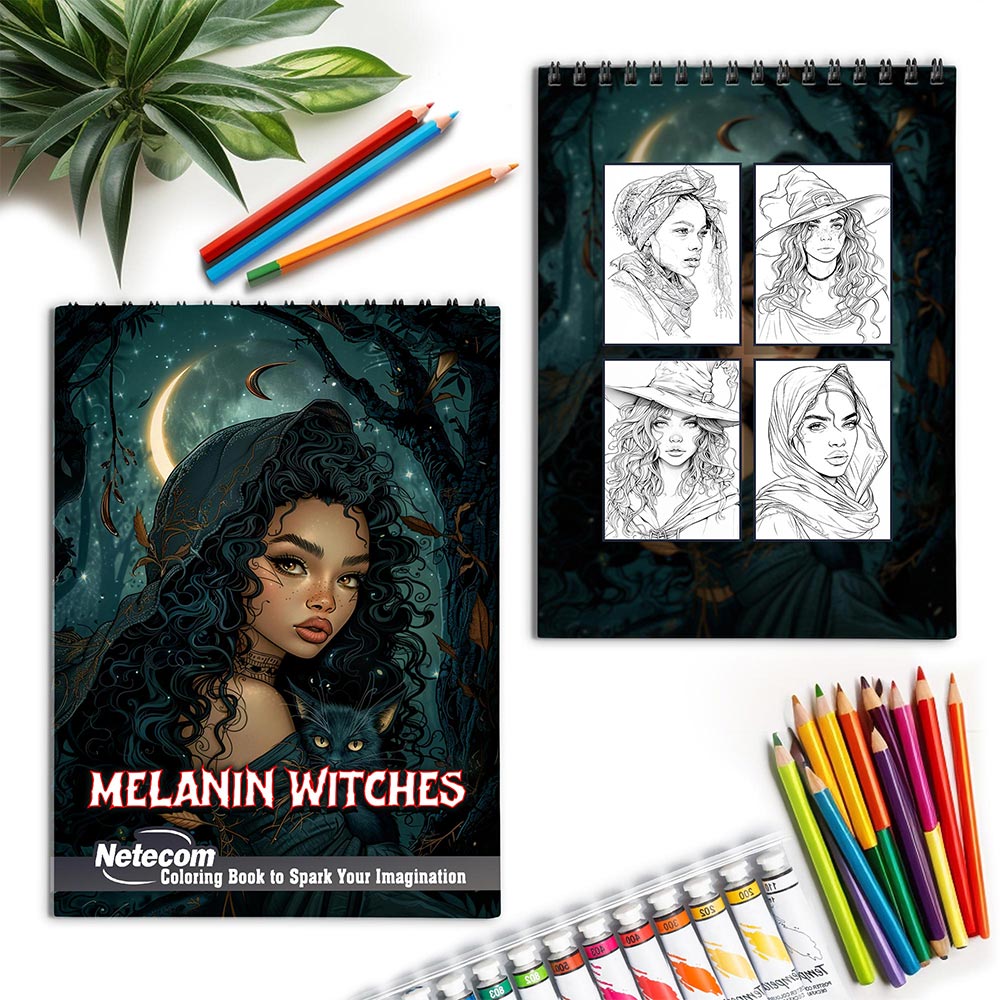 Netecom Melanin Witches Spiral Coloring Book for Adults