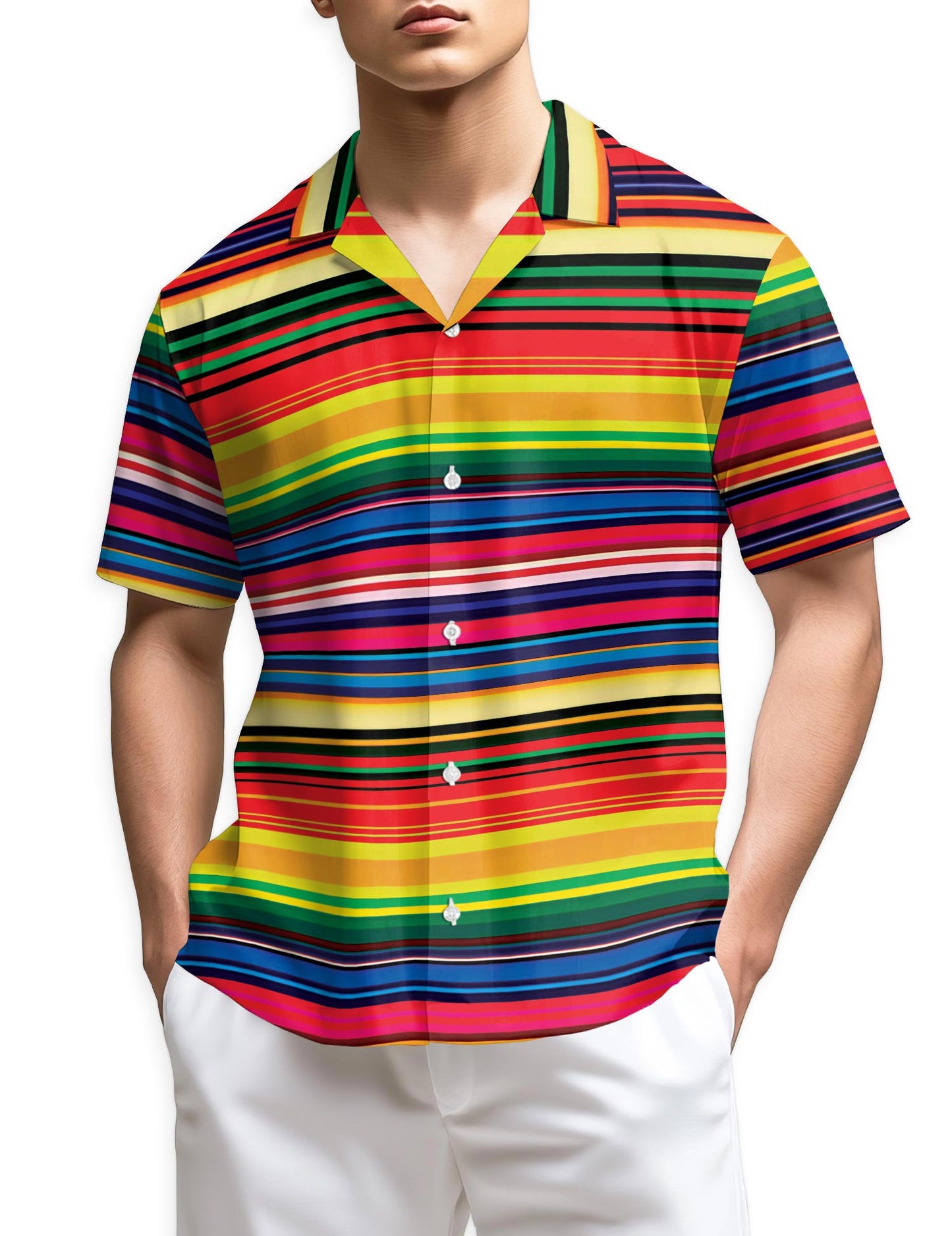 Netecom Mexican Serape Blanket Pattern Hawaiian Shirt for Men