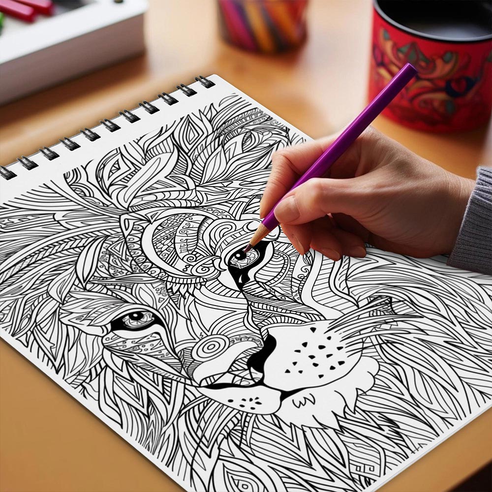 Netecom Mosaic Animals Coloring Book Spiral Bound for Adults