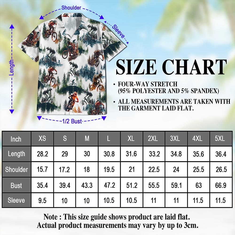 Netecom Mountain Biking Hawaiian Shirt for Men, Button Down Summer Beach Short Sleeve, S-5XL