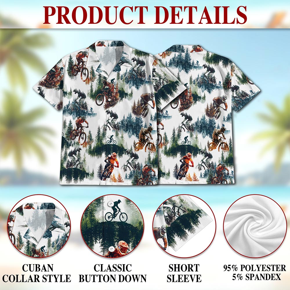 Netecom Mountain Biking Hawaiian Shirt for Men, Button Down Summer Beach Short Sleeve, S-5XL