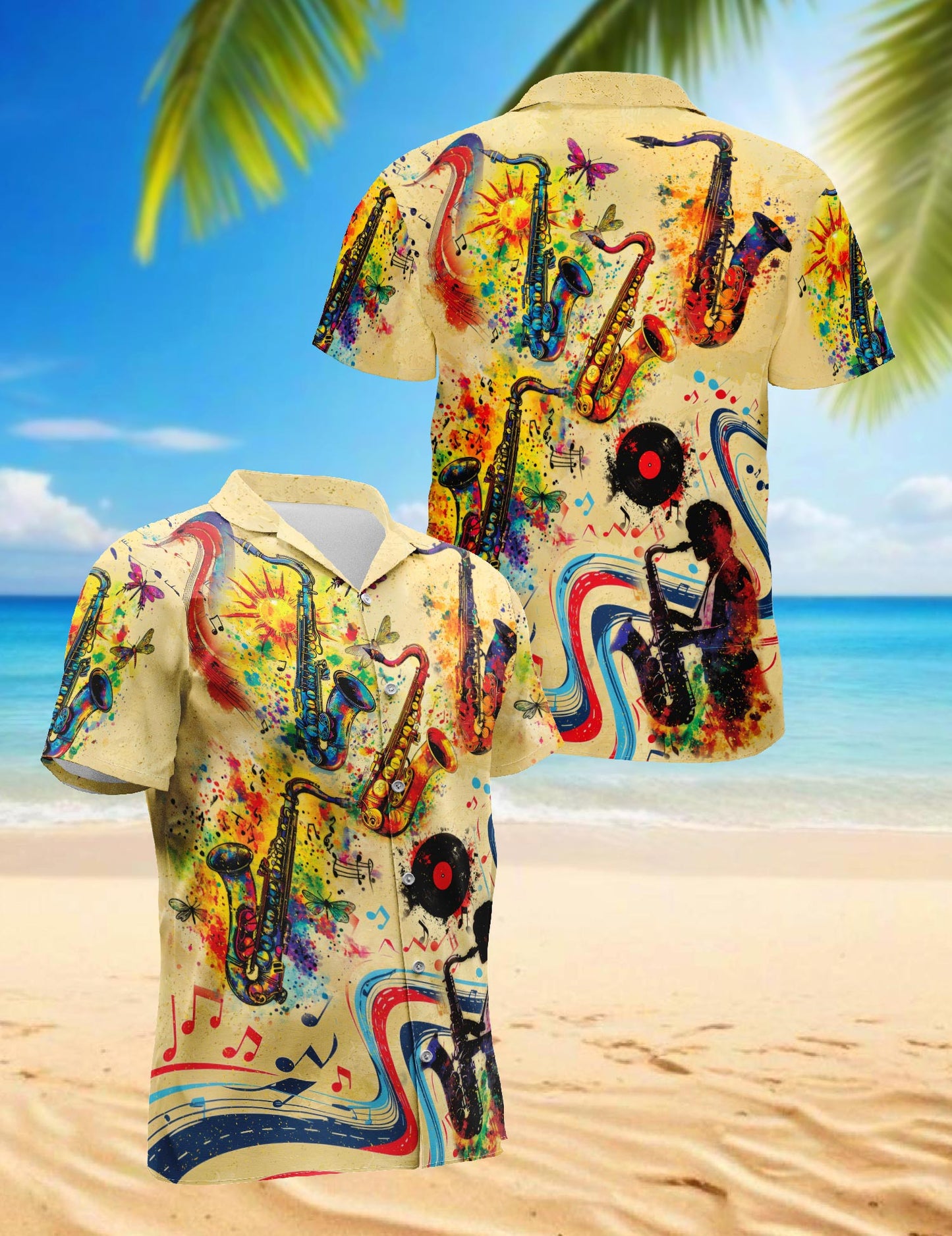 Netecom Music Saxophone Is My Life Hawaiian Shirt for Men, Button Down Summer Beach Short Sleeve, Sizes S-5XL