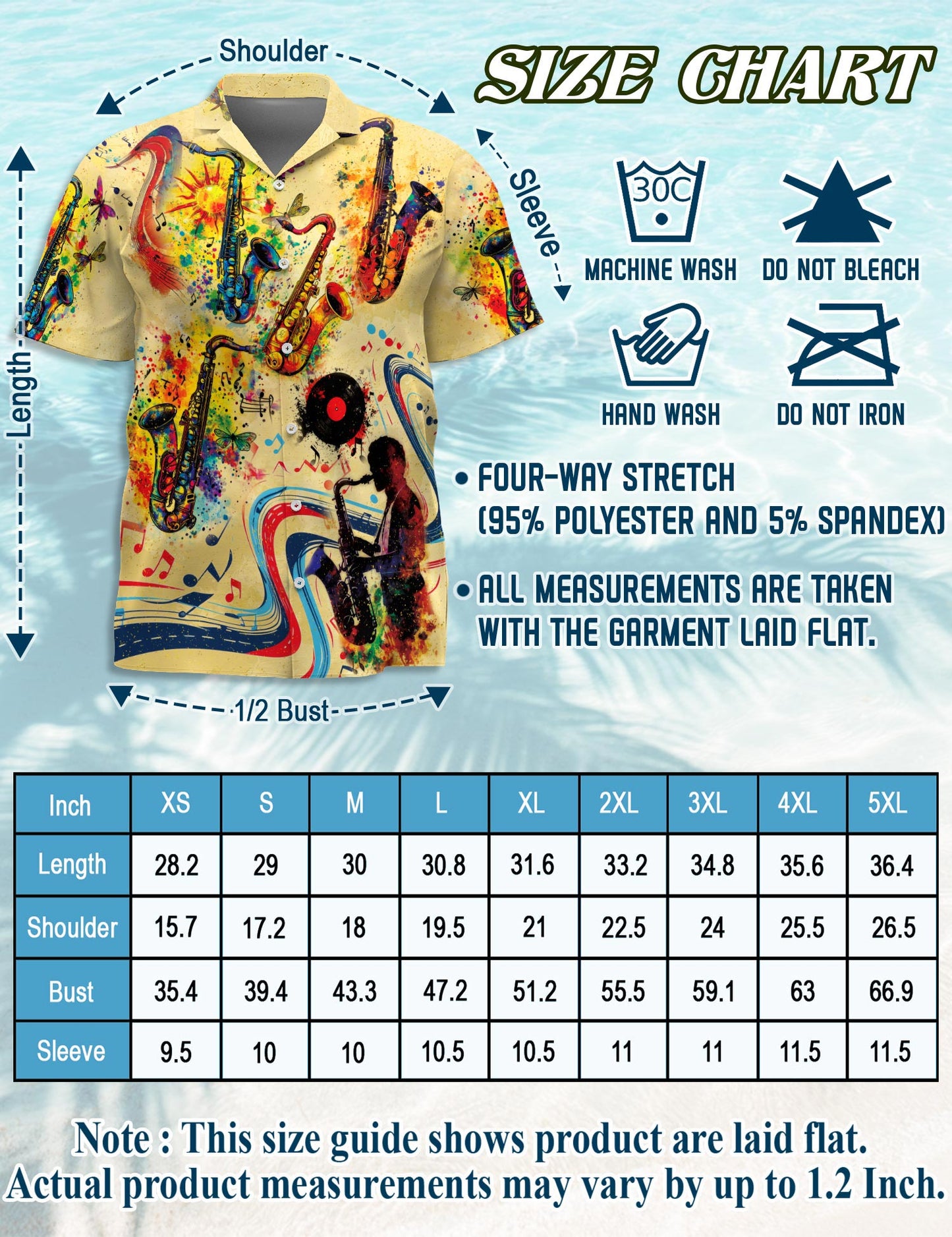 Netecom Music Saxophone Is My Life Hawaiian Shirt for Men, Button Down Summer Beach Short Sleeve, Sizes S-5XL