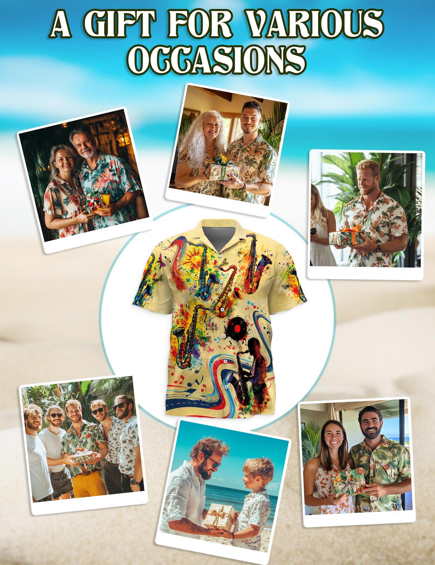 Netecom Music Saxophone Is My Life Hawaiian Shirt for Men, Button Down Summer Beach Short Sleeve, Sizes S-5XL