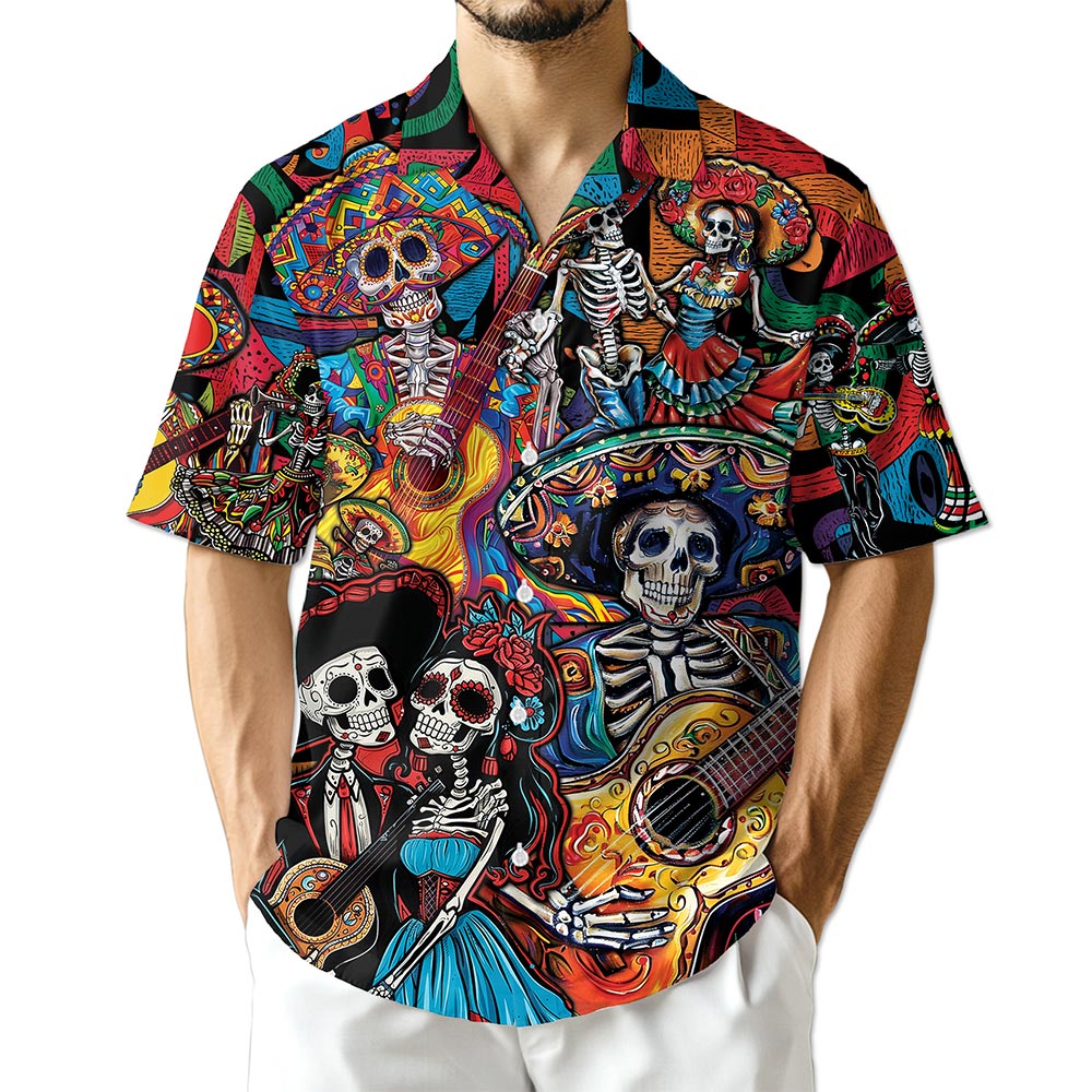 Netecom Musician Skull Hawaiian Shirt for Men