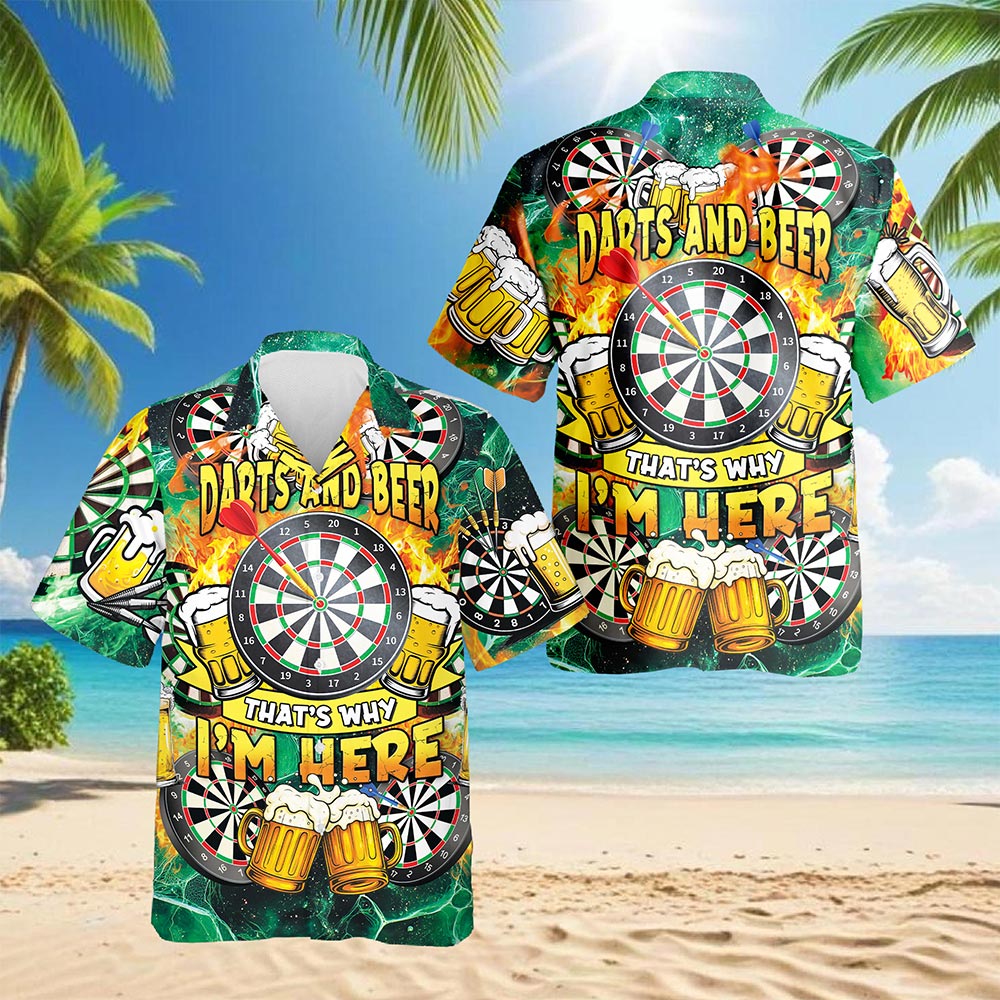 Netecom My Drinking Team Has A Darts Problem Hawaiian Shirt for Men, Funny Button Down Summer Beach Short Sleeve Shirts, S-5XL
