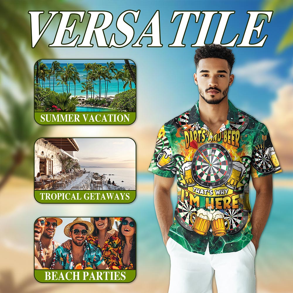 Netecom My Drinking Team Has A Darts Problem Hawaiian Shirt for Men, Funny Button Down Summer Beach Short Sleeve Shirts, S-5XL