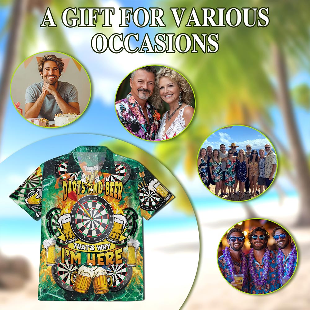 Netecom My Drinking Team Has A Darts Problem Hawaiian Shirt for Men, Funny Button Down Summer Beach Short Sleeve Shirts, S-5XL