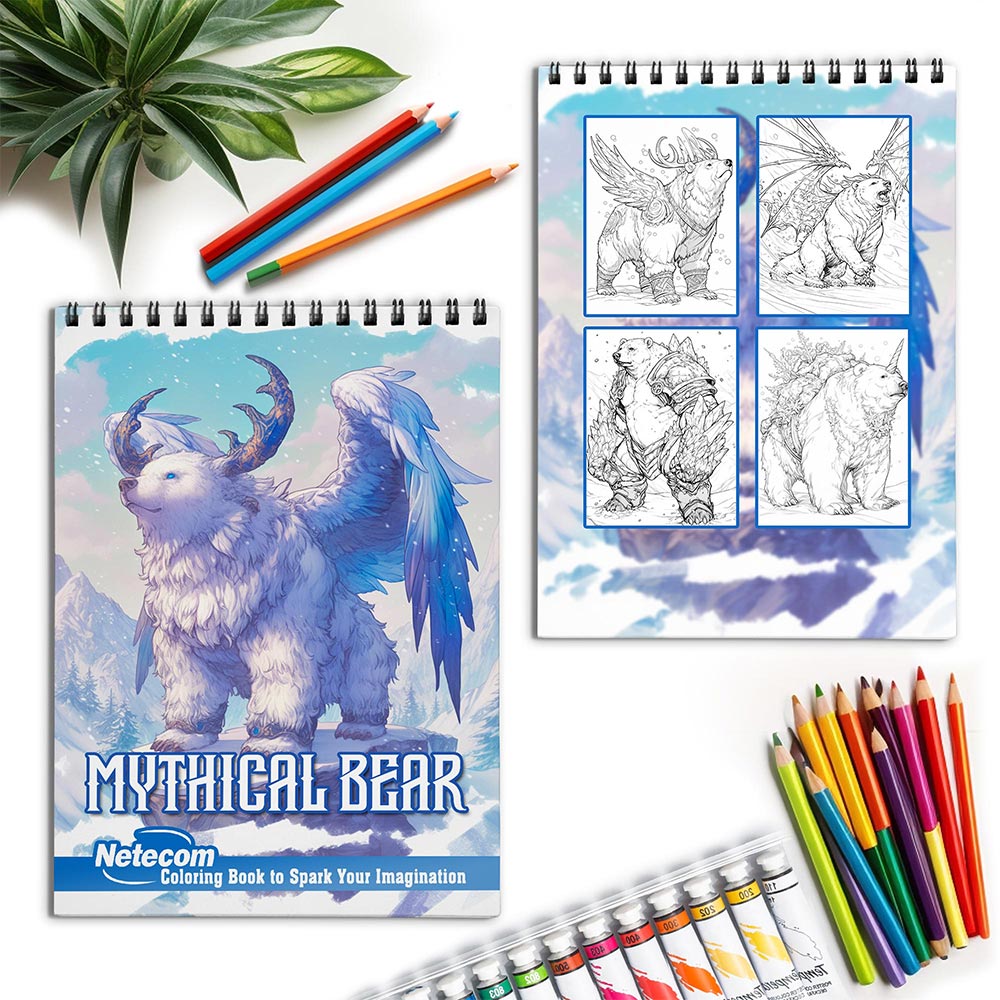 Netecom Mythical Bear Spiral Coloring Book for Adults