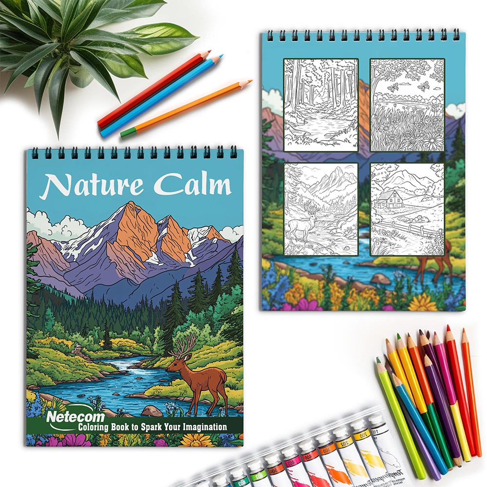 Netecom Nature Calm Spiral Coloring Book for Adults