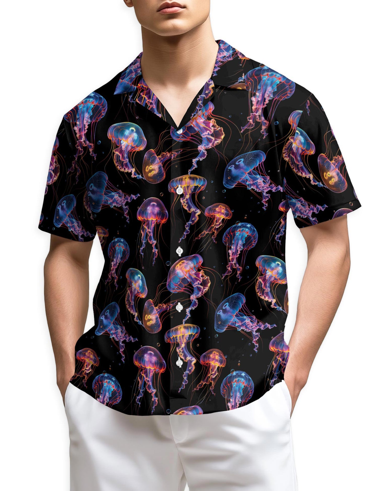 Netecom Neon Jellyfish Hawaiian Shirt for Men