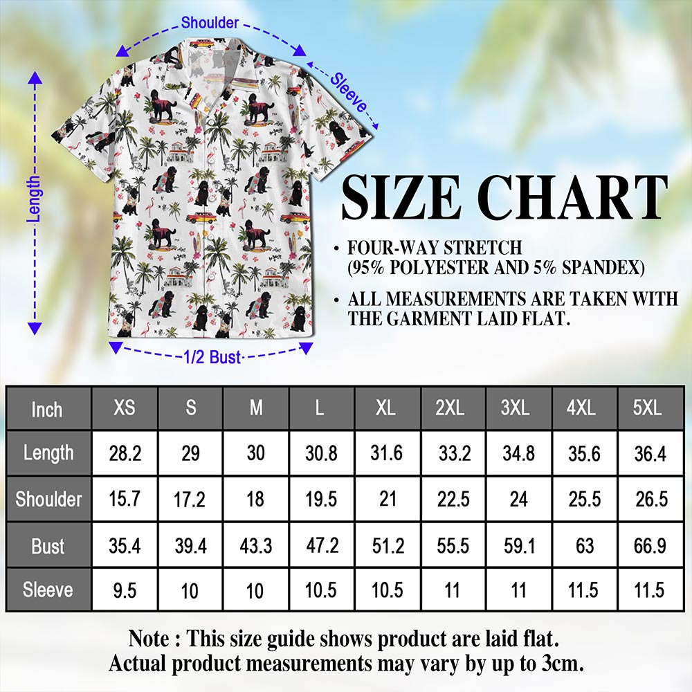 Netecom Newfoundland Beach Hawaiian Shirt for Men, Tropical Style, Button Down Summer Beach Short Sleeve, S-5XL