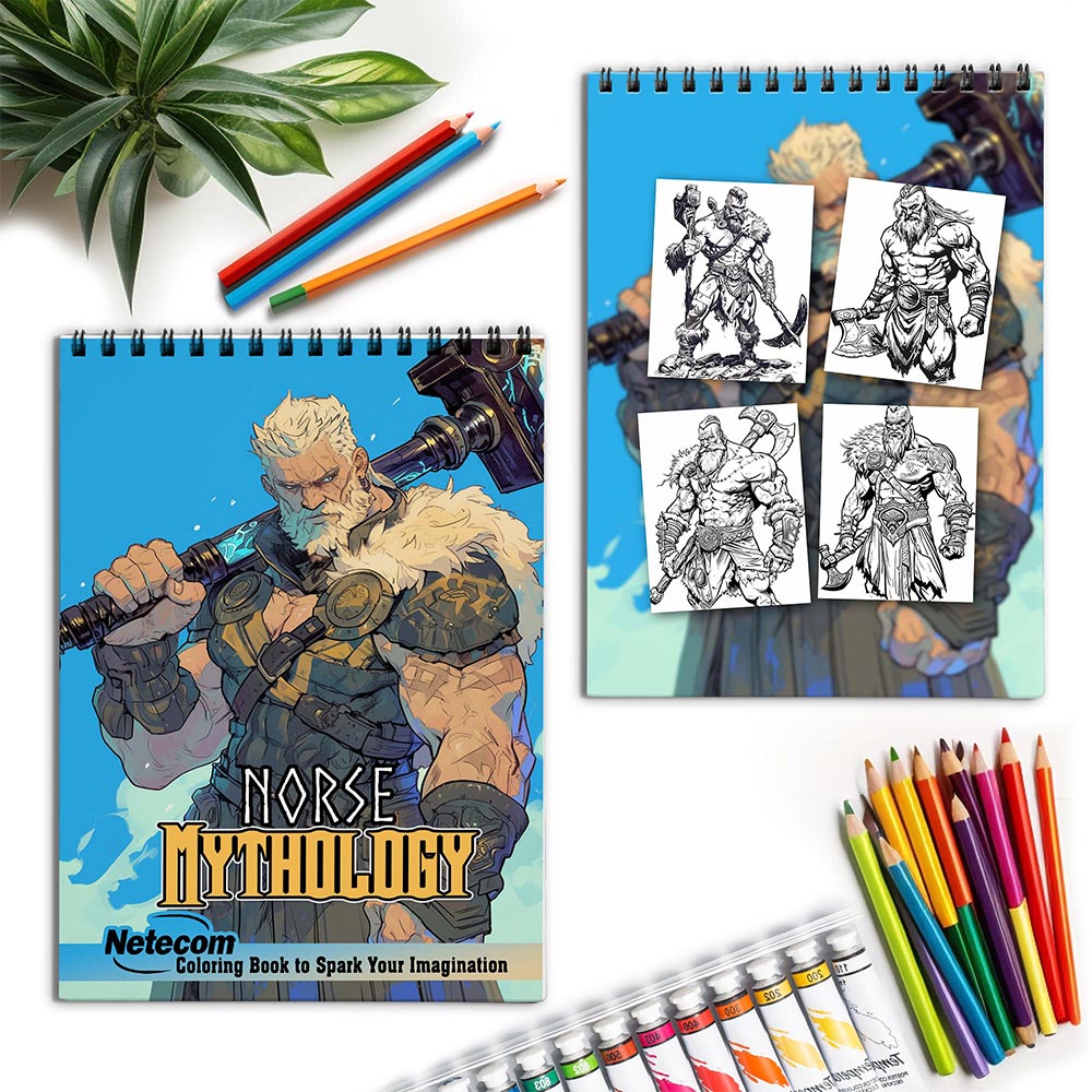 Netecom Norse Mythology Spiral Coloring Book for Adults