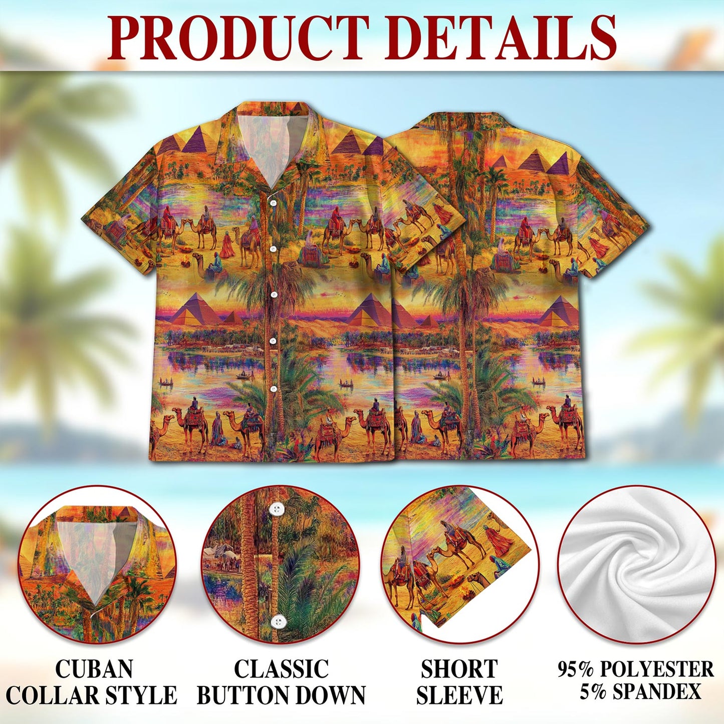 Netecom Oasis Relaxing Day In Peaceful Hawaiian Shirt for Men, Tropical Style, Button Down Summer Beach Short Sleeve, S-5XL