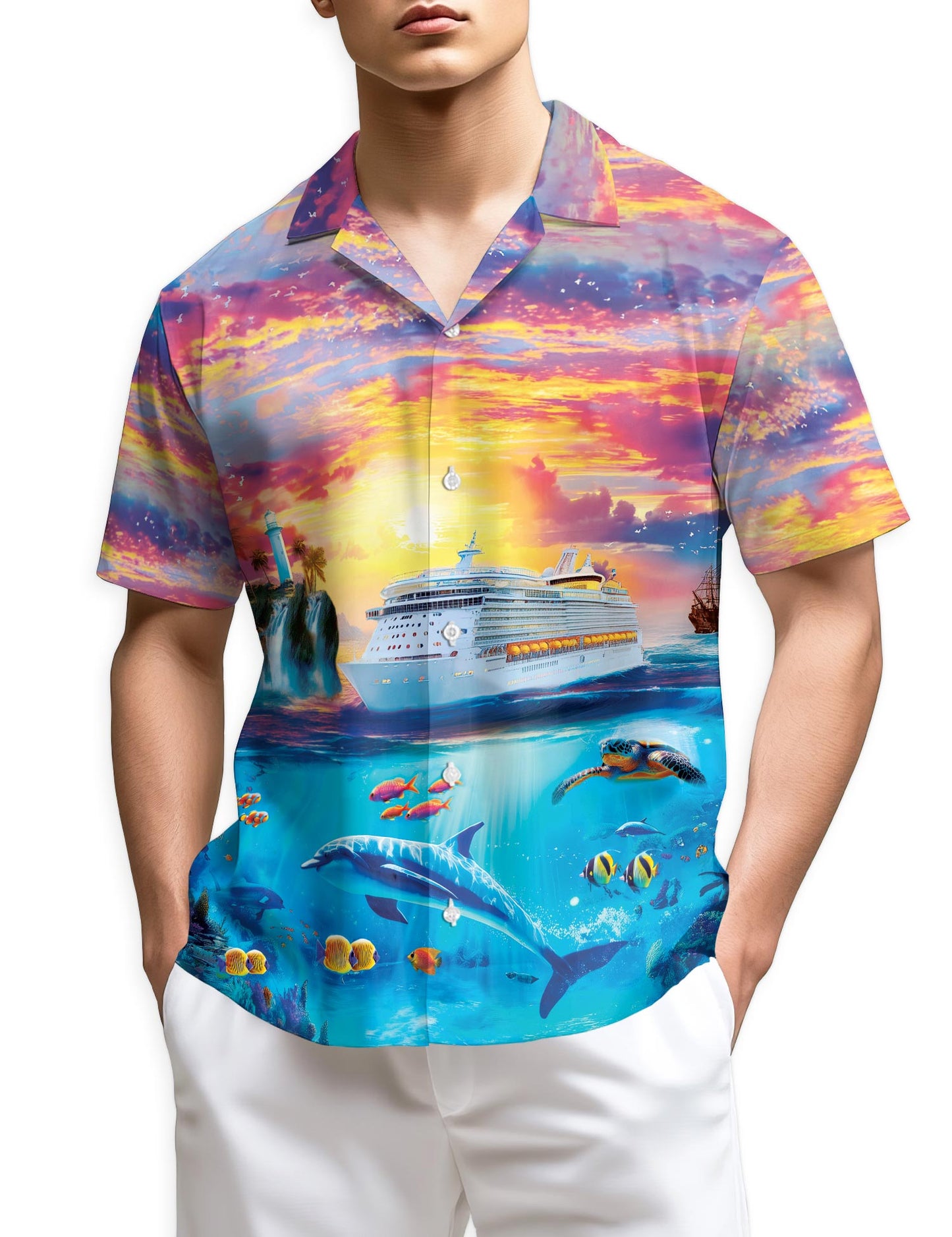 Netecom Ocean Cruise Adventure Hawaiian Shirt for Men