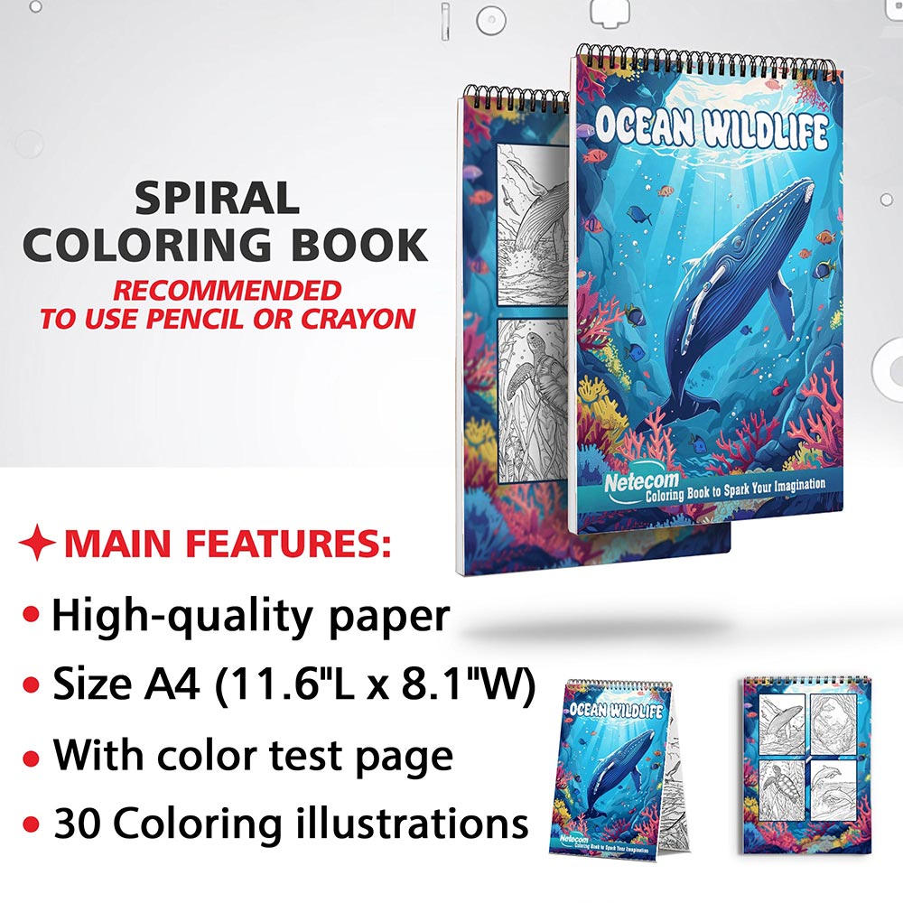 Netecom Ocean Wildlife Coloring Sheets for Adults