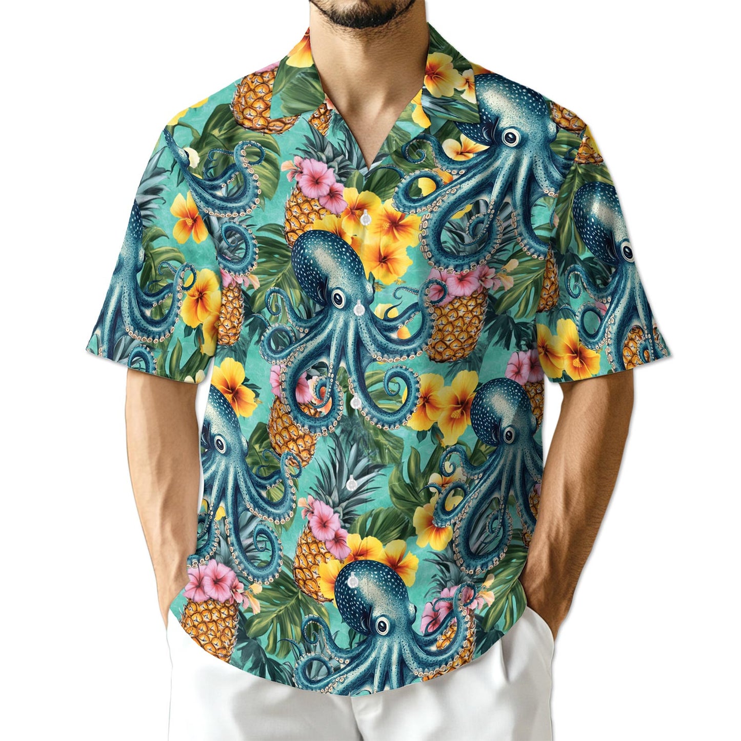 Netecom Octopus Summer Hawaiian Shirt for Men