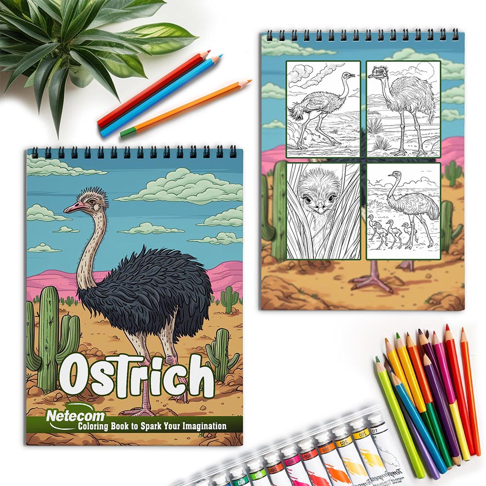 Netecom Ostrich Spiral Coloring Book for Adults
