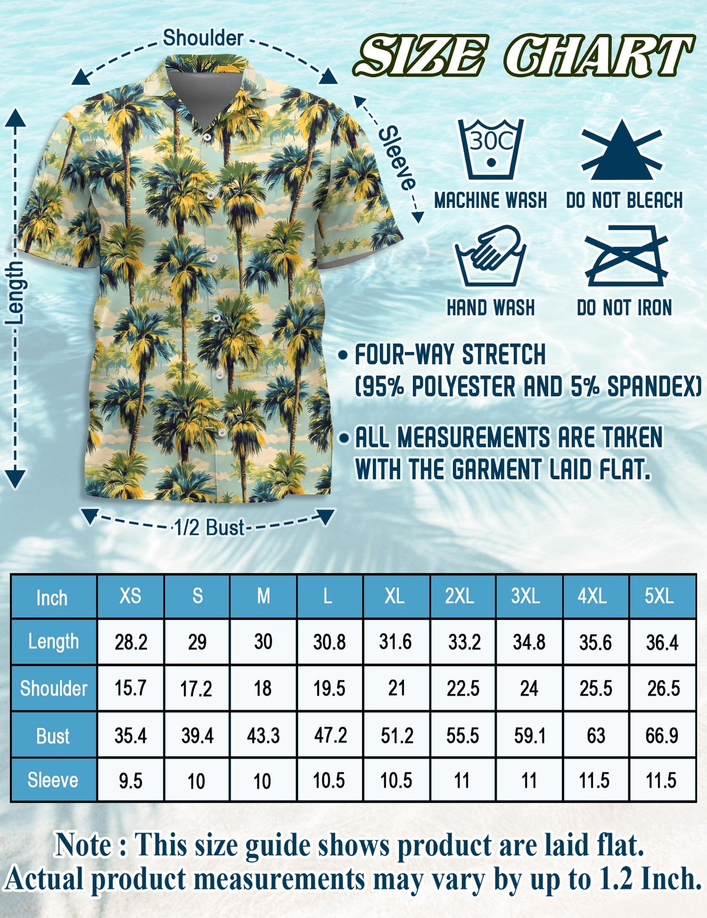 Netecom Palm Tree Hawaiian Shirt for Men, Button Down Summer Beach Short Sleeve, Retro Style, Sizes S-5XL