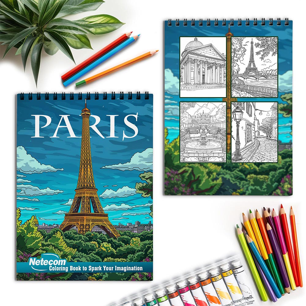 Netecom Paris Spiral Coloring Book for Adults