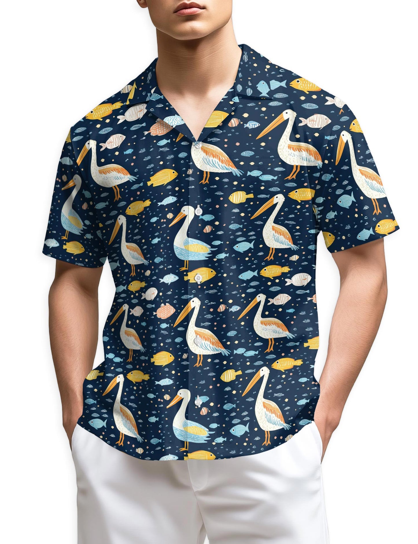 Netecom Pelican Fish Hawaiian Shirt for Men