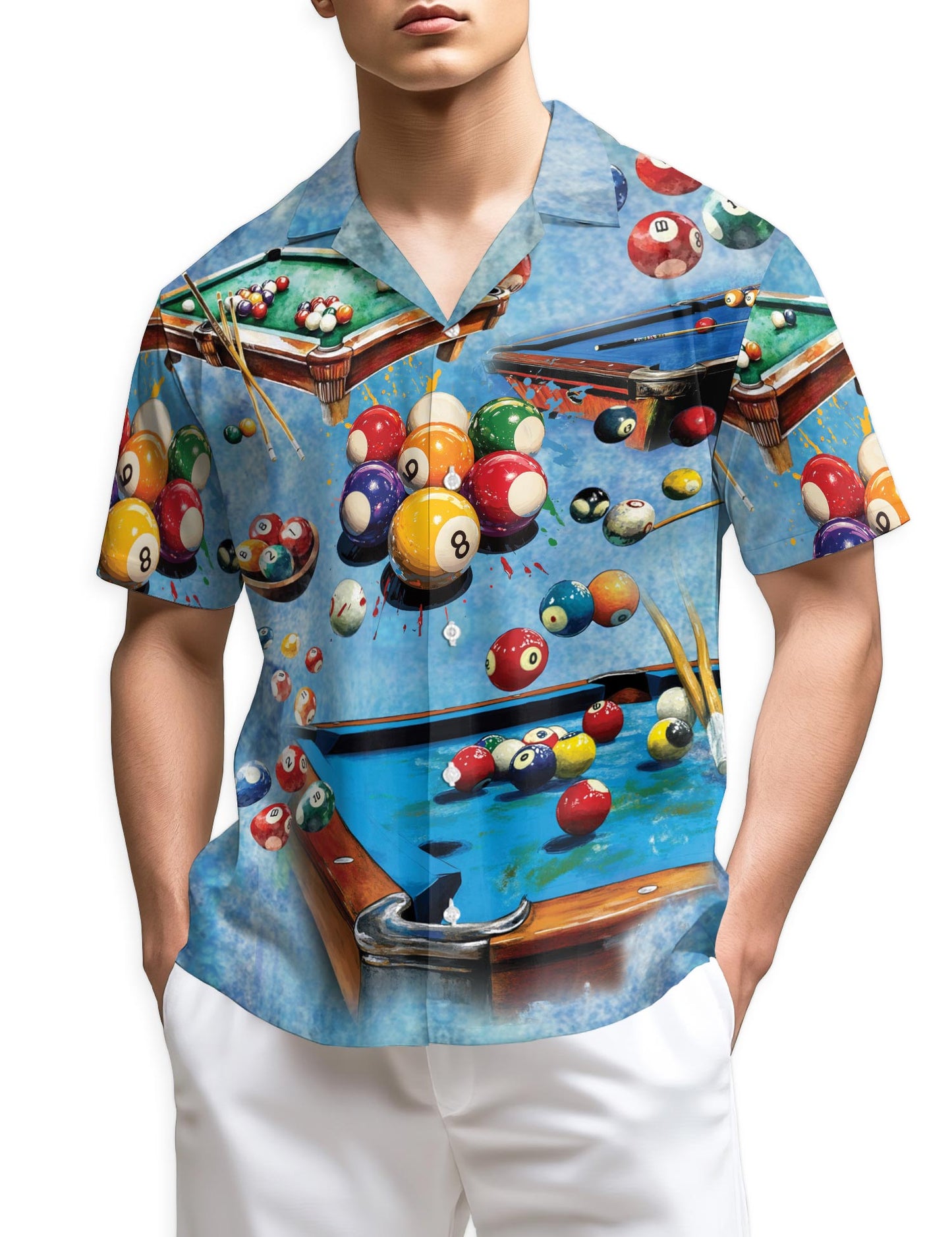 Netecom Playing Pool with Billiards Hawaiian Shirt for Men