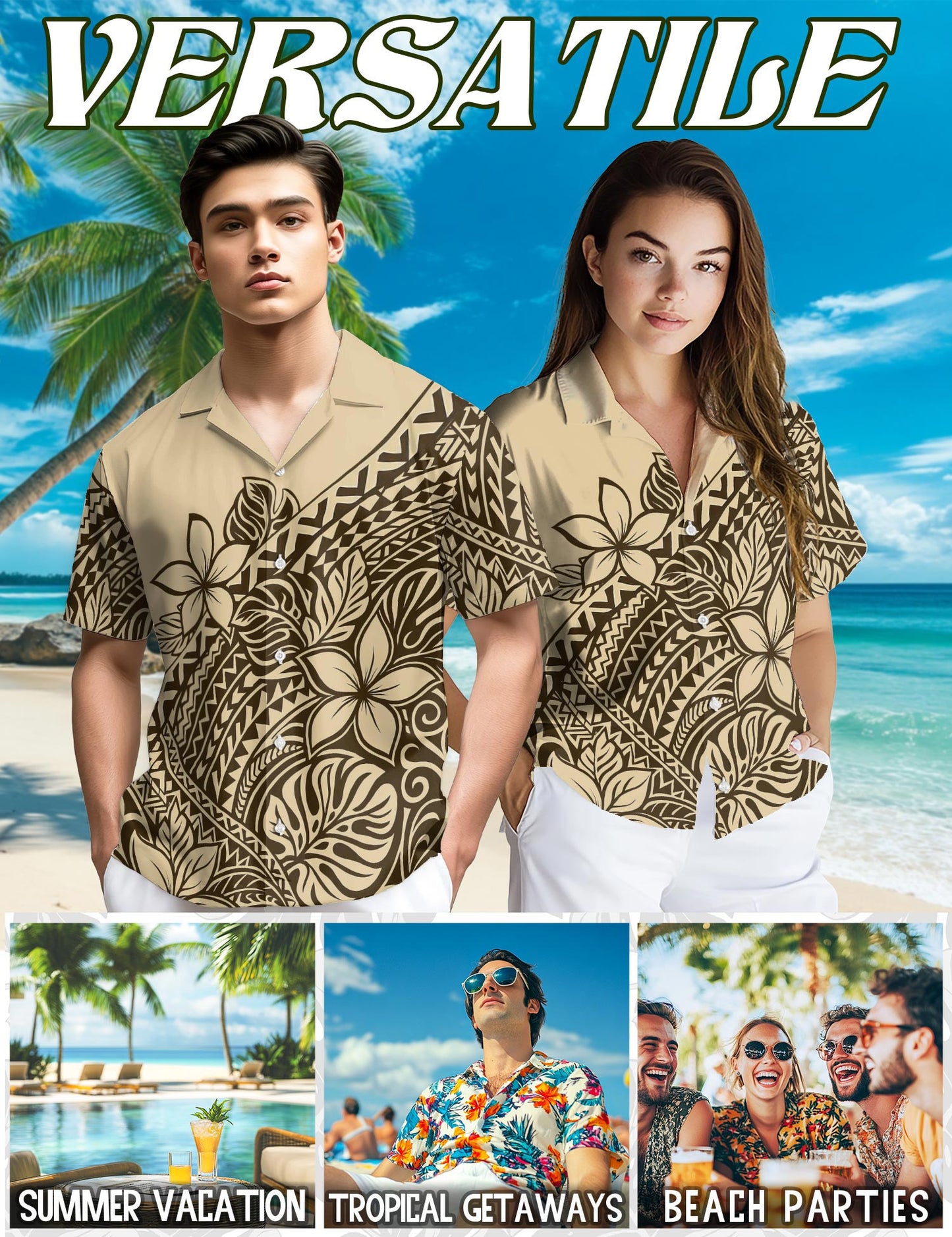 Netecom Plumeria Frangipani Hawaiian Shirt for Men, Vintage Style, Button Down Summer Beach Short Sleeve, S-5XL