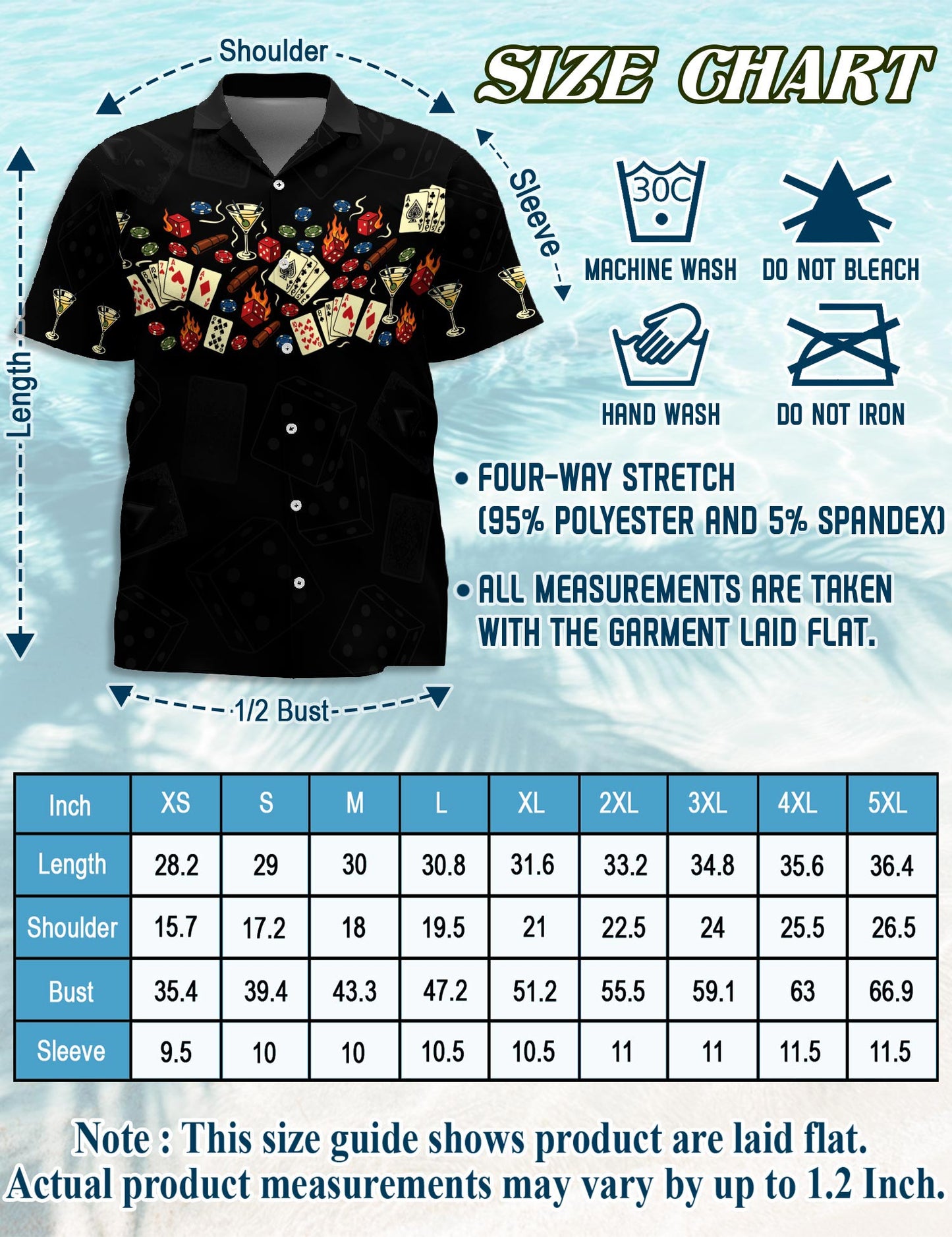 Netecom Poker Hawaiian Shirt for Men, Gambling Card Lover Style, Button Down Summer Beach Short Sleeve, S-5XL