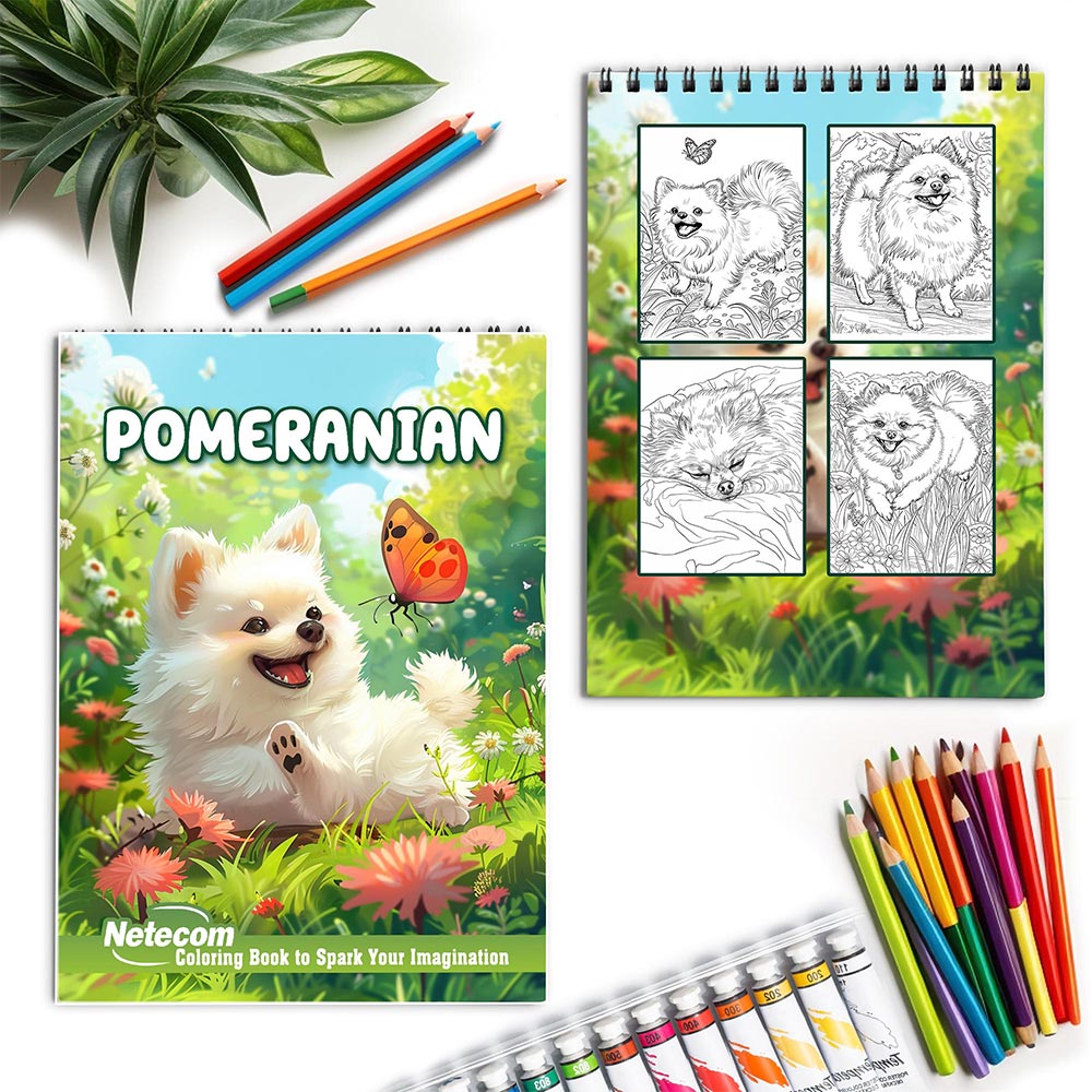 Netecom Pomeranian Spiral Coloring Book for Adults