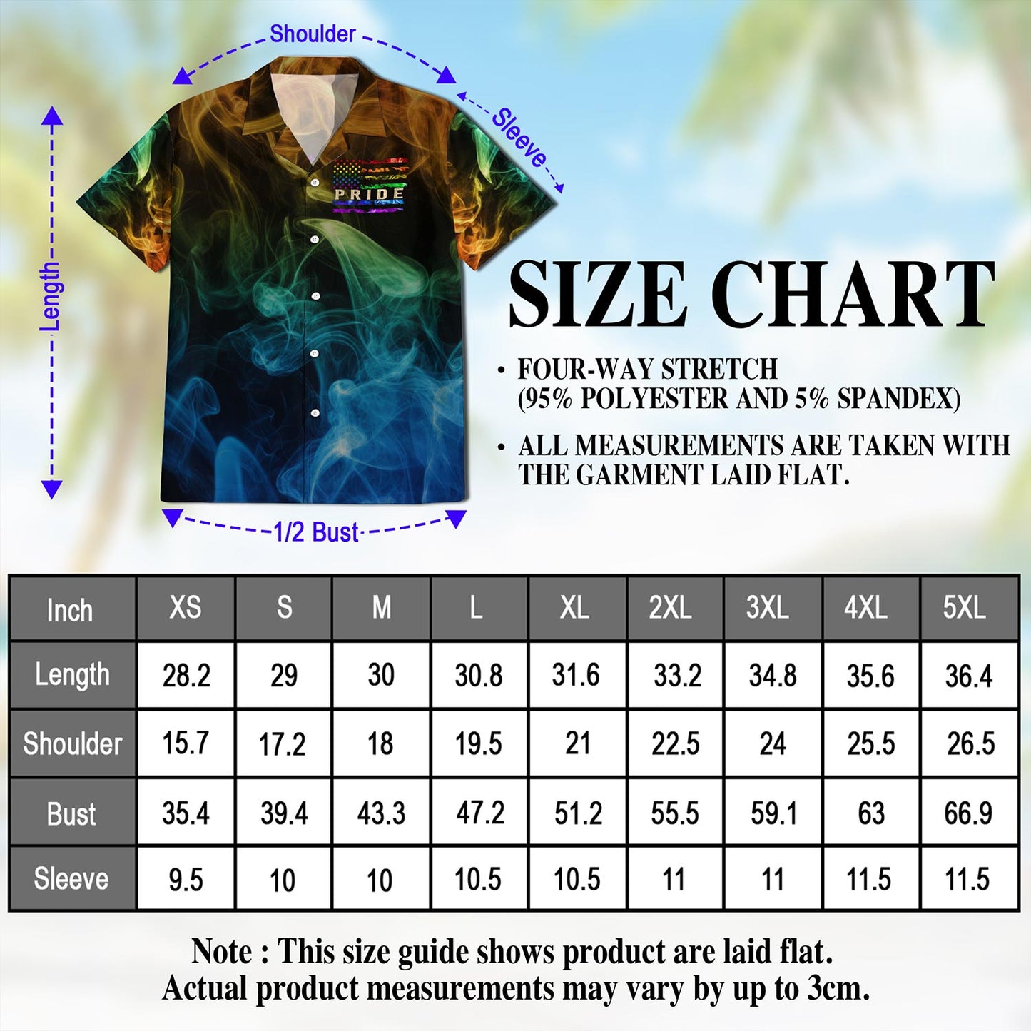 Netecom Pride Smoke Rainbow USA Flag Hawaiian Shirt for Men, Vintage Style, Button Down Summer Beach Short Sleeve, S-5XL