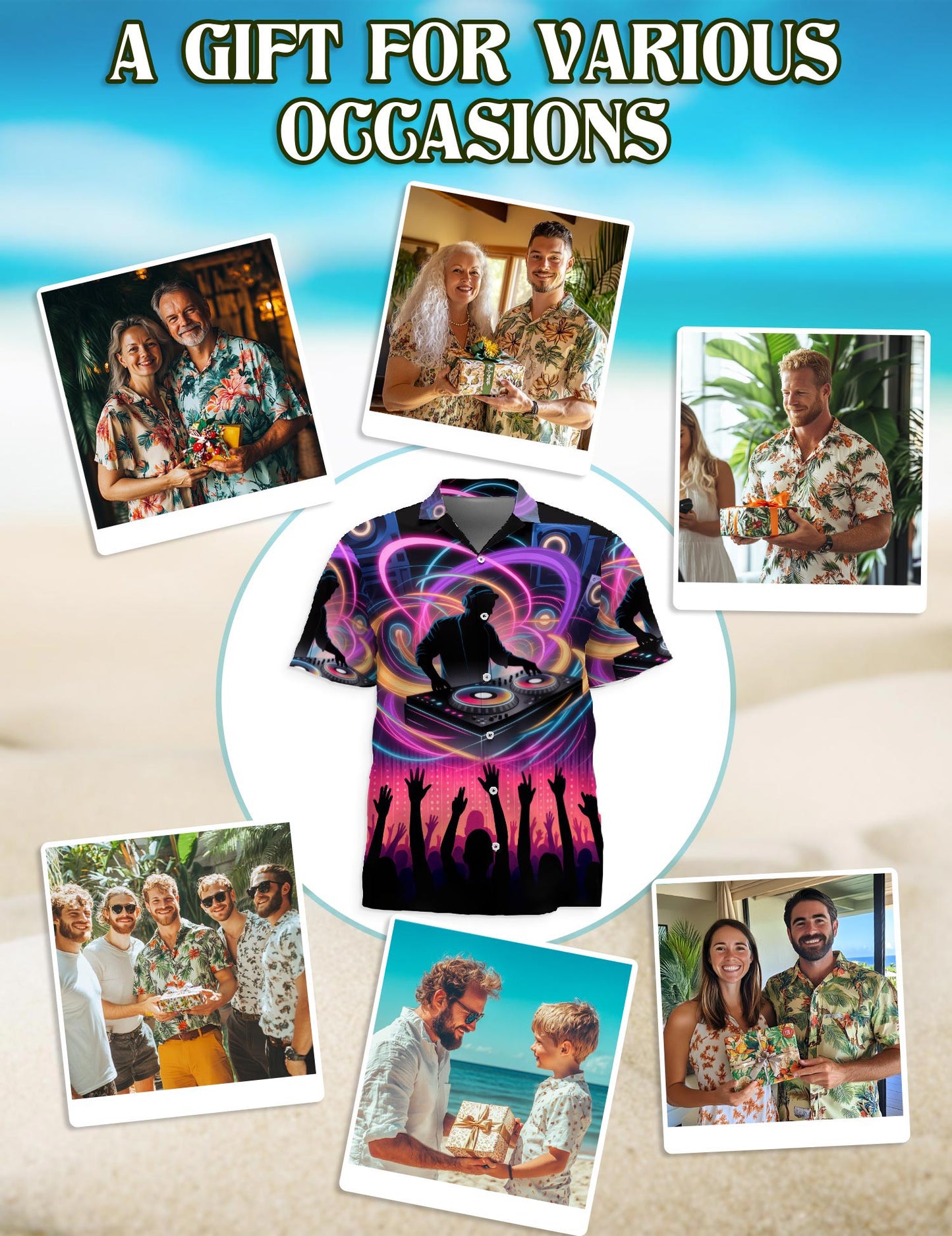 Netecom Proud DJ Life Hawaiian Shirt for Men, Music Party Style, Button Down Summer Beach Short Sleeve, S-5XL