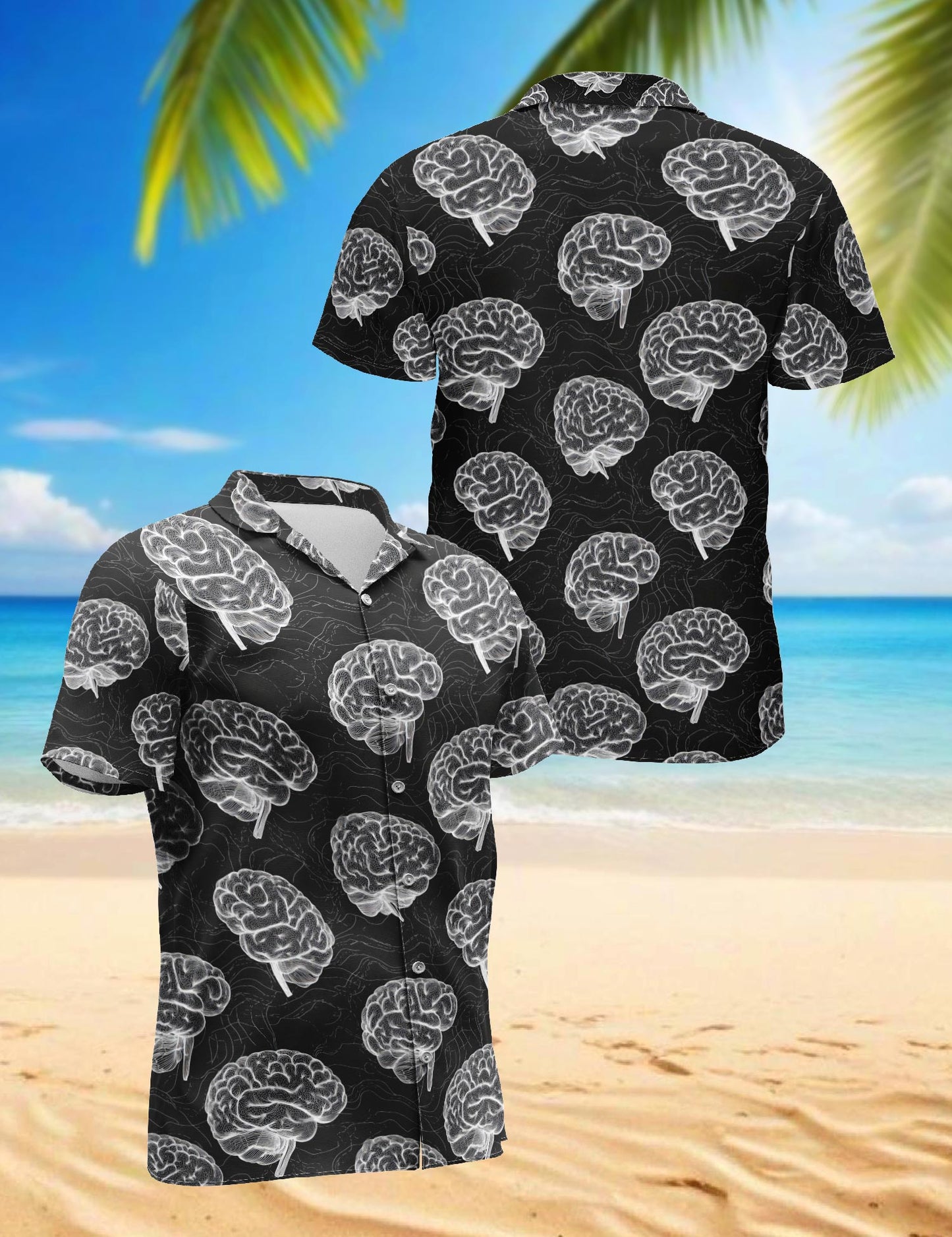 Netecom Psychology Pattern Hawaiian Shirt for Men, Button Down Summer Beach Short Sleeve, S-5XL