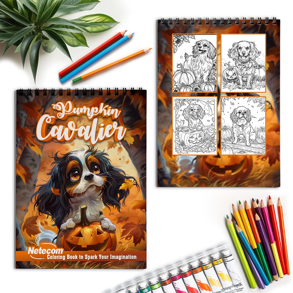 Netecom Pumpkin Cavalier Spiral Coloring Book for Adults