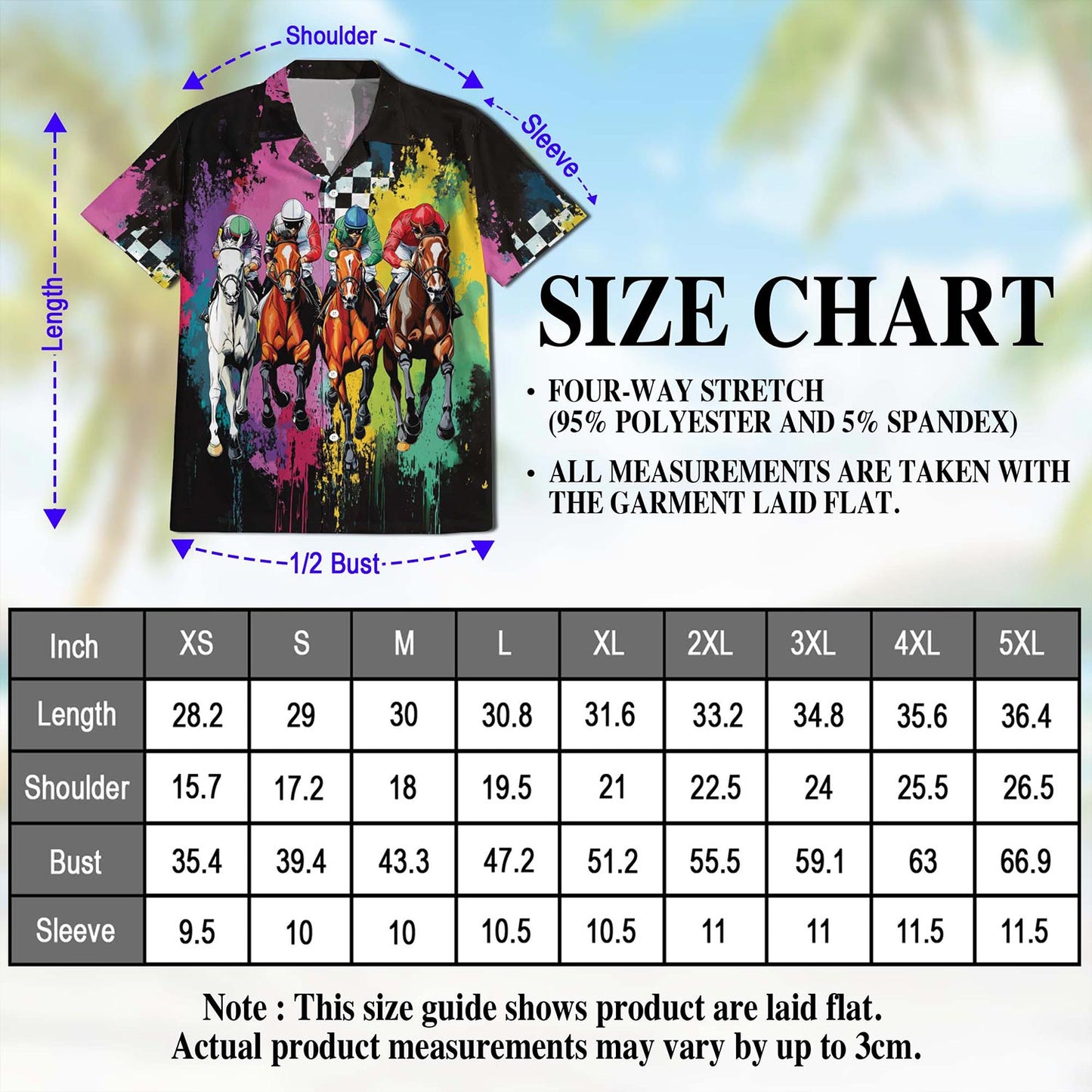 Netecom Racing Horse Hawaiian Shirt for Men, Button Down Summer Beach Short Sleeve, S-5XL