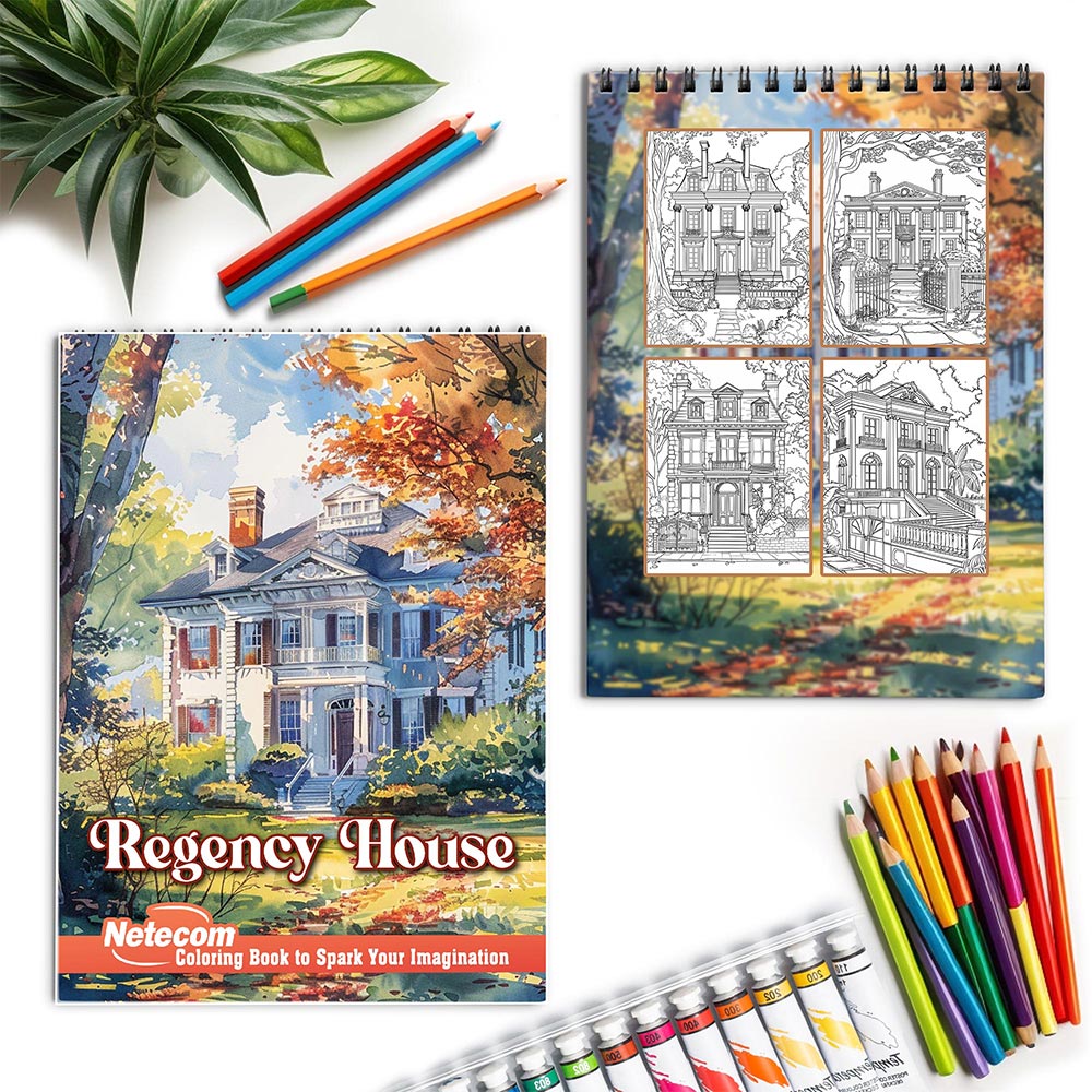 Netecom Regency House Spiral Coloring Book for Adults